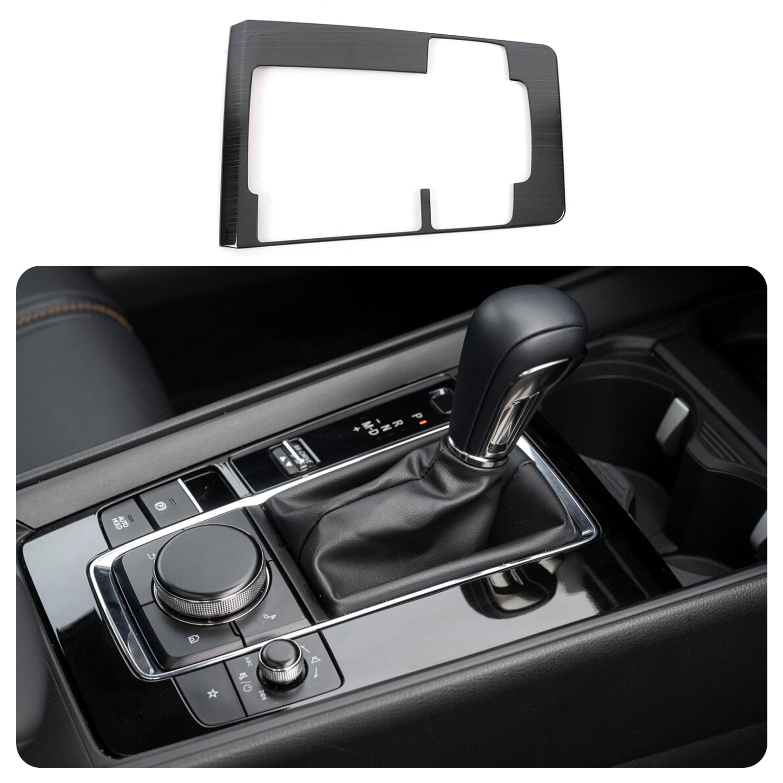 KELEIMAI Car Accessories Fit for Mazda CX50 CX-50 2023 2023 2025 Interior Gear Shift Knob Console Panel Trims Cover Frame (Black Titanium) 1PCS Stainless Steel