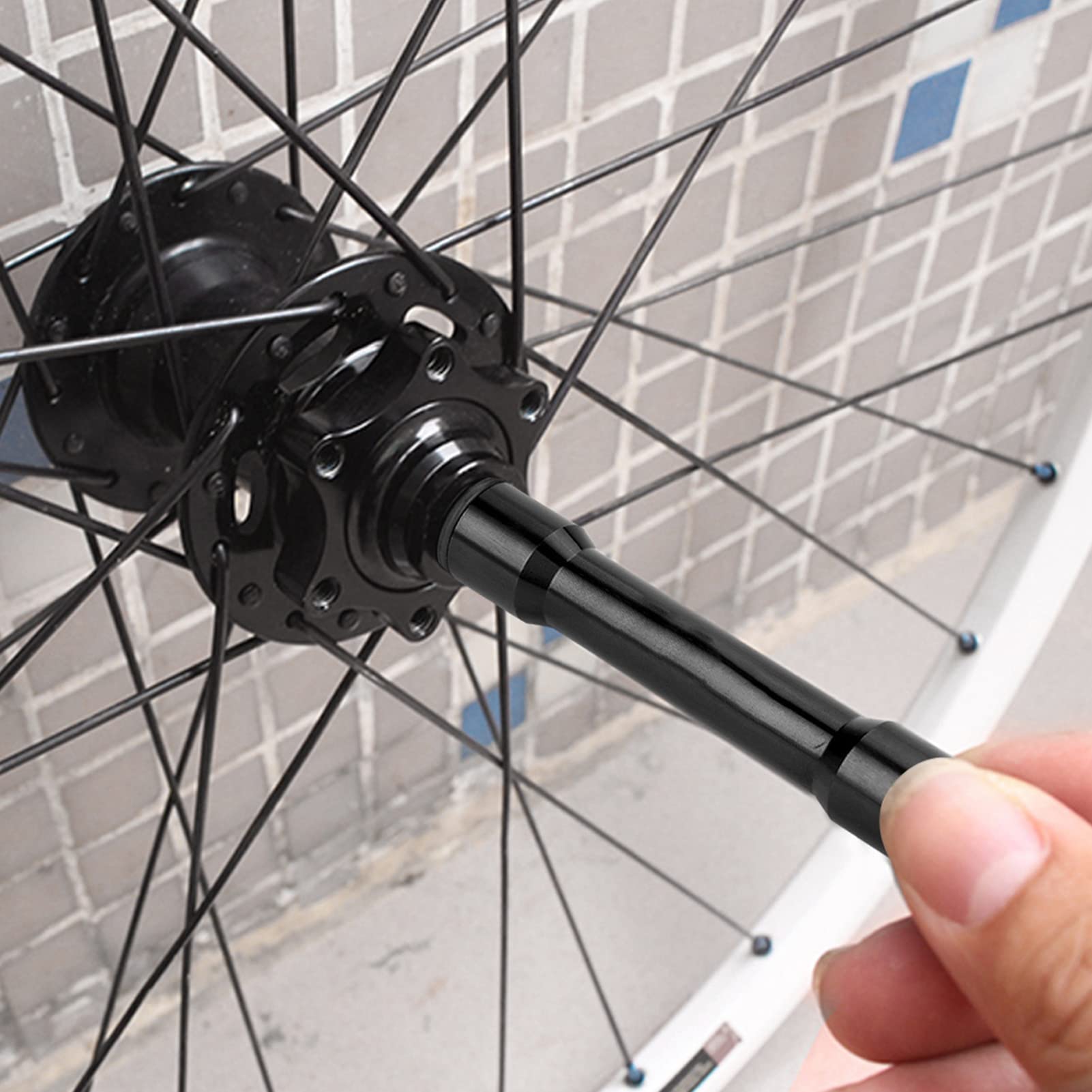 Adattatore Mozzo Bici - Convertitore Asse Passante 12mm A Sgancio Rapido 9mm In Alluminio - Foto 7