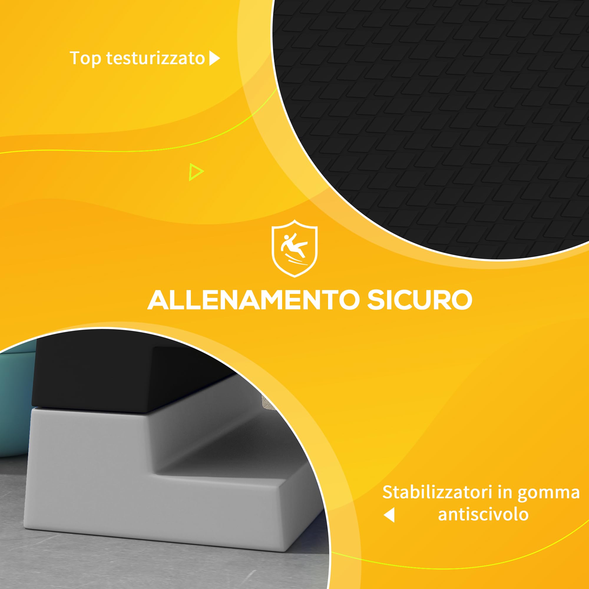 SPORTNOW Stepper ad Altezza Regolabile con Gradini Rimovibili e Fondo Antiscivolo, Step Aerobica in ABS, 97x36x15/20/25 cm, Grigio