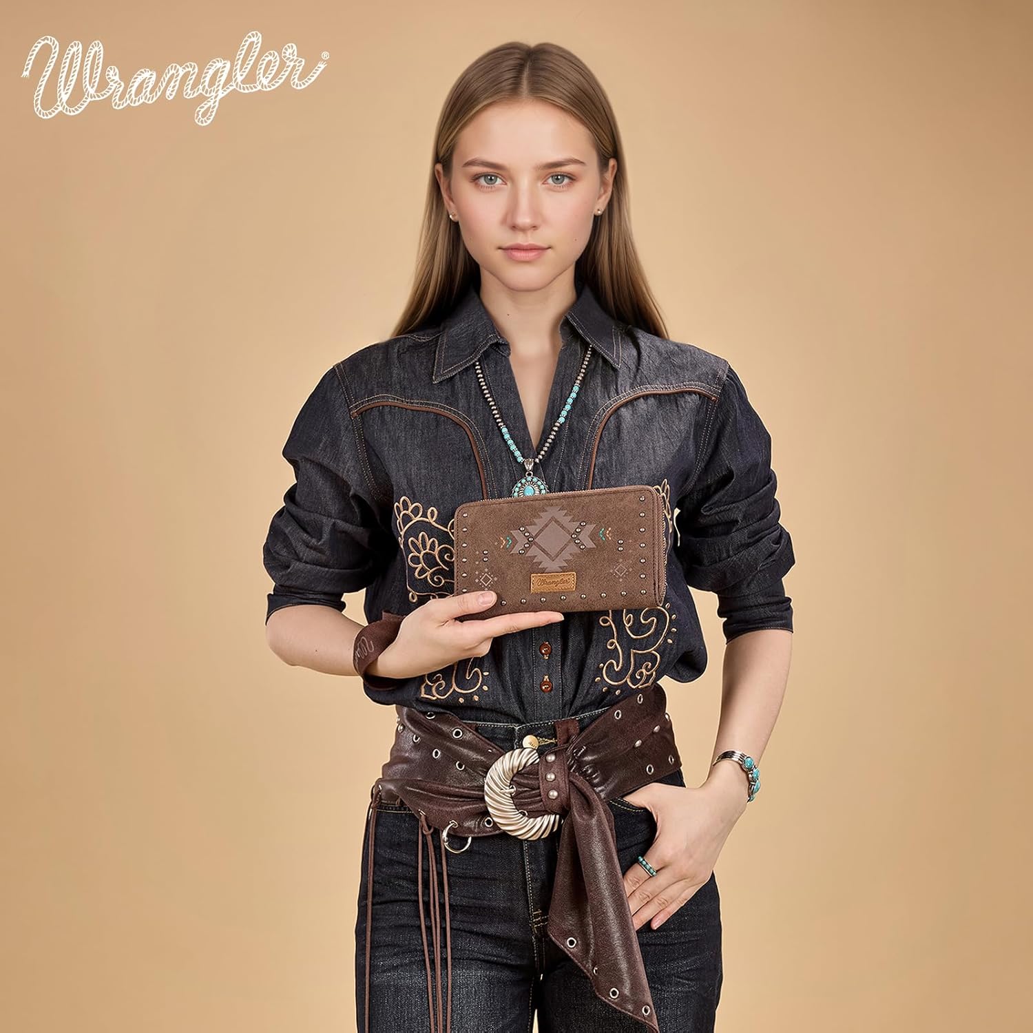 Wrangler Wristlet Wallets for Women Western Clutch Wallet Card Cases with Zipper Pocket - Image 2