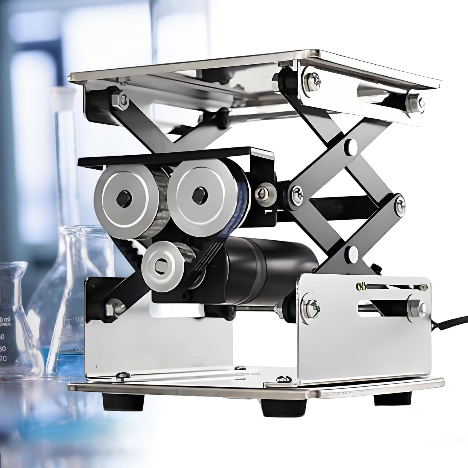Elektryczny podnośnik laboratoryjny, stalowa platforma podnosząca z pilotem, udźwig 10 kg, regulowany stół nożycowy do użytku laboratoryjnego, badawczego i przemysłowego 15mm*15mm