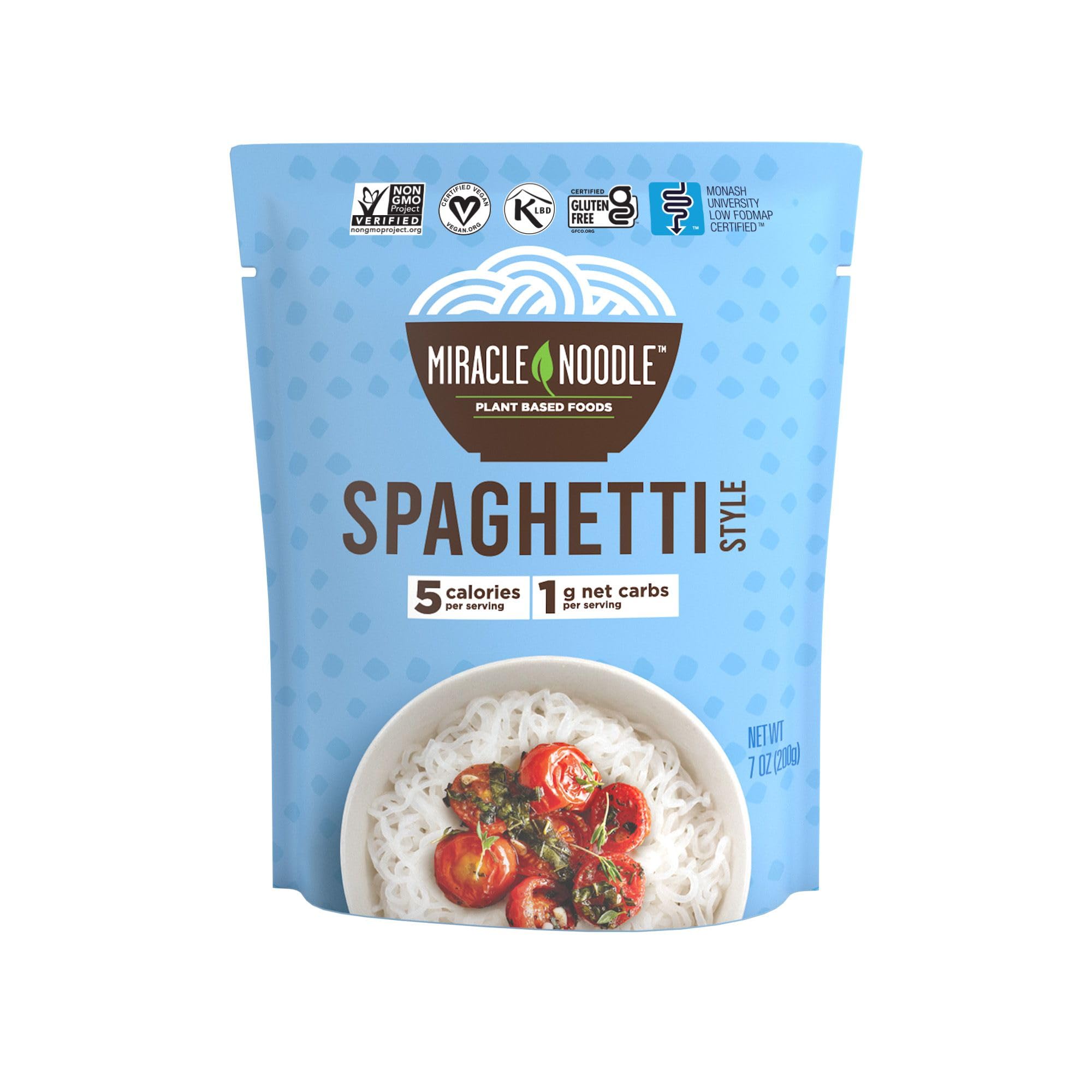 Miracle Noodle Ready to Eat Spaghetti Pasta, 7 Oz (Pack of 6), Plant Based Shirataki Konjac Noodles, 5 Calories, 1g Net Carbs Per Serving, Keto, Gluten-Free