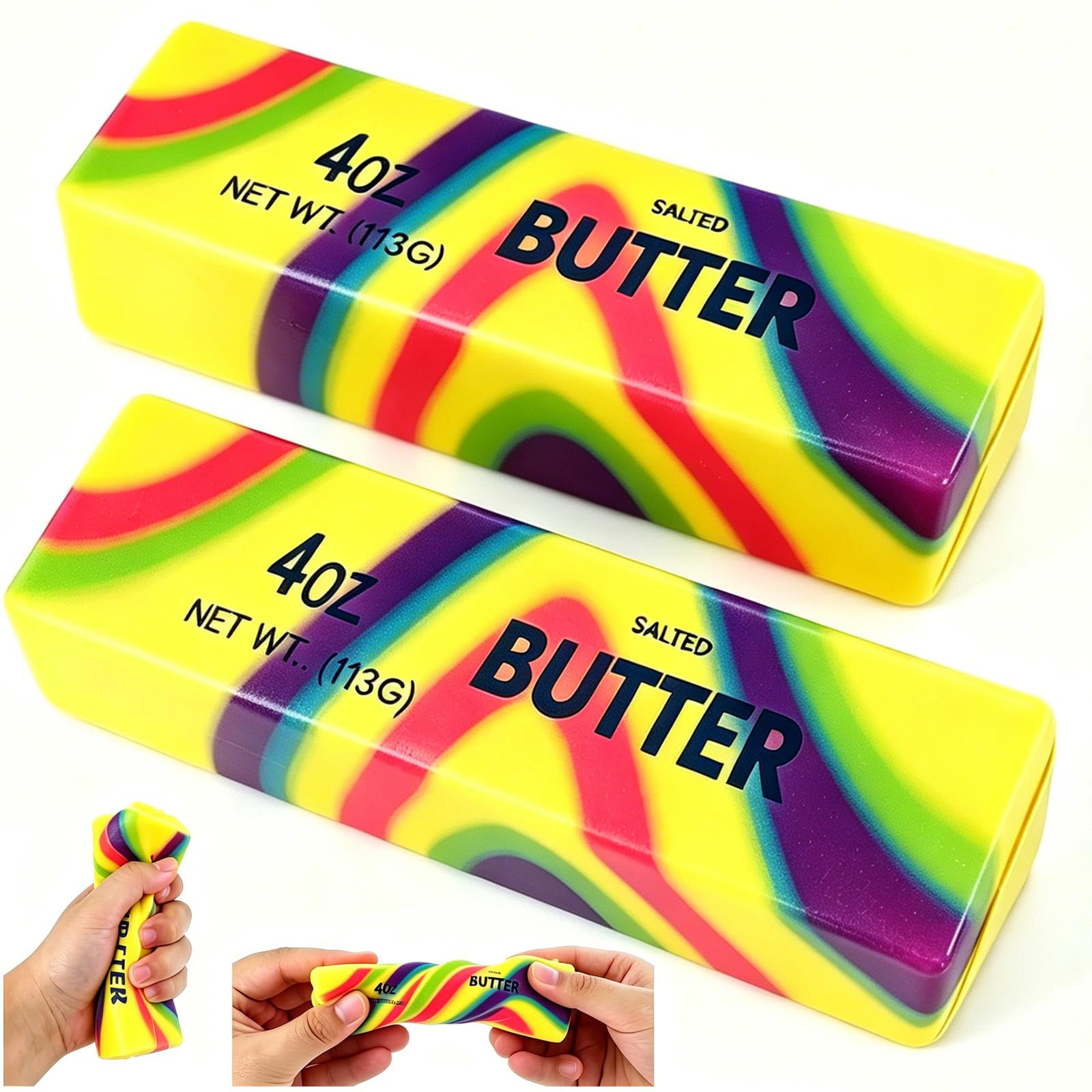 Butter Squishy, Slow Rebound Butter Stick Squishy Stress Ball, Soft Butter Squishys Stress Relief Block, Stress Relief Sensory Squeeze Toys Fidget Toys for Kids Adults Office Home (C)