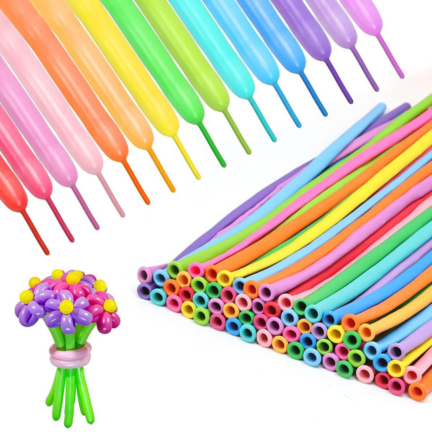 100pcs Rainbow 260 Balloons, Assorted Colors Long Latex Balloons for Animals Balloons, Animals Magic Twisting Balloons for Birthday Kids Wedding Party Supply Festival Clowns Decoration.