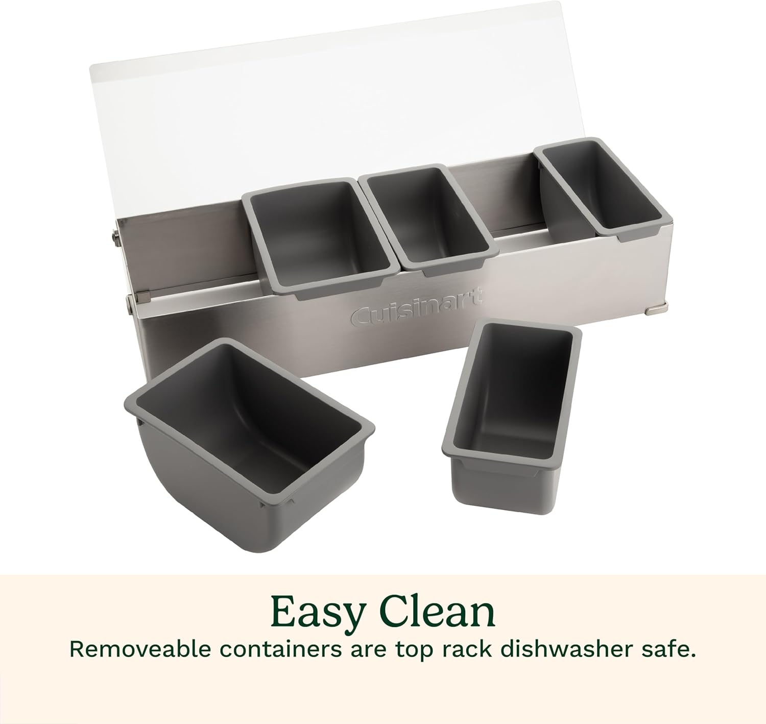Stainless Steel Condiment and Topping Station with Translucent Lid
