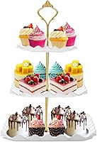 DAFURIET 3-Tier White Plastic Cupcake Stand Tower - Holds 18 Cupcakes, Sturdy Metal Rods for Weddings, Birthdays, Tea Parties