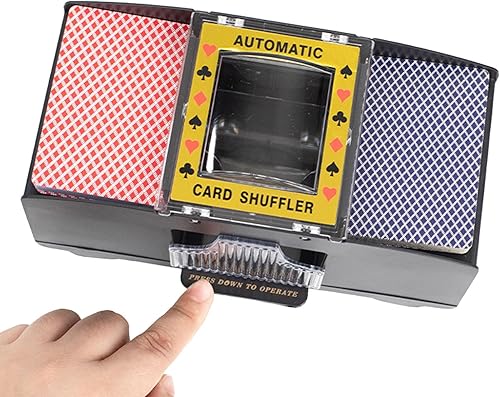 Miniatura 9 de Barajador automático de tarjetas, funciona con pilas, fácil operación, plástico duradero, baraja 2 barajas, para póker, Texas Poker, Blackjack,