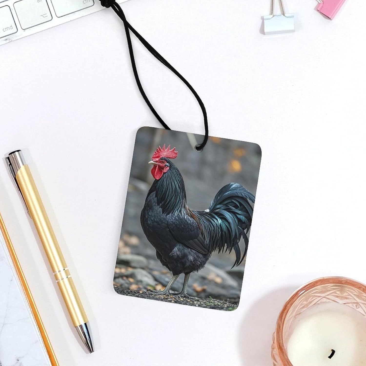 Black Rooster Car Air Fresheners Cards 3 PCS Long Lasting Hanging Fragrance Scented Card Funny Car Aromatherapy Tablets Gift for Women Men Auto Rearview Mirror Pendant image 4