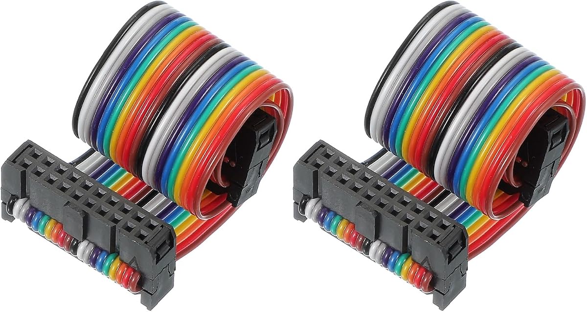 PATIKIL 20 Pins IDC Connector Flat Ribbon Cable 2.54 mm Pitch Length 150 mm Wide 25 mm, 2 Pcs Dual Row Data Cable Female to Female for IDE Drive Printer Industrial DIY Electronics
