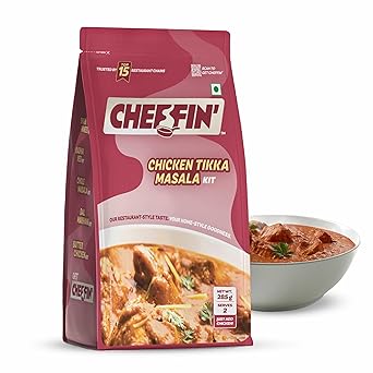 Cheffin' Ready to Cook Chicken Tikka Masala Kit | Ready in 10 Mins | Restaurant-Style Food at Home | All Natural Ingredients, No Preservatives | Just Add Chicken | 285g - image, photos