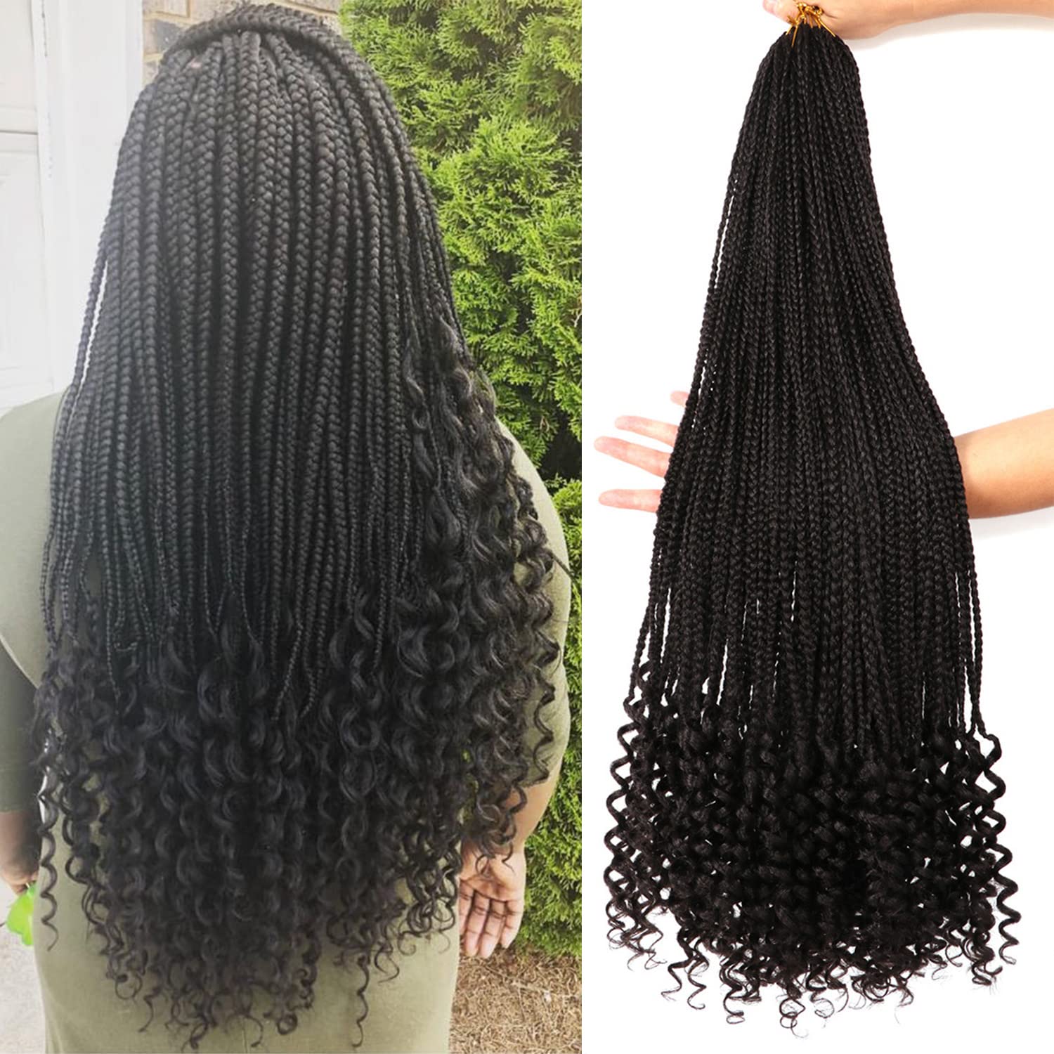 6 opakowań warkoczy bokserskich 76 cm, warkocze do włosów z kręconymi końcówkami, w stylu boho, warkocze bokserskie, warkocze Crochet Braids Hair for Black Women Three Tone Ombre (30 cali (zestaw 6),