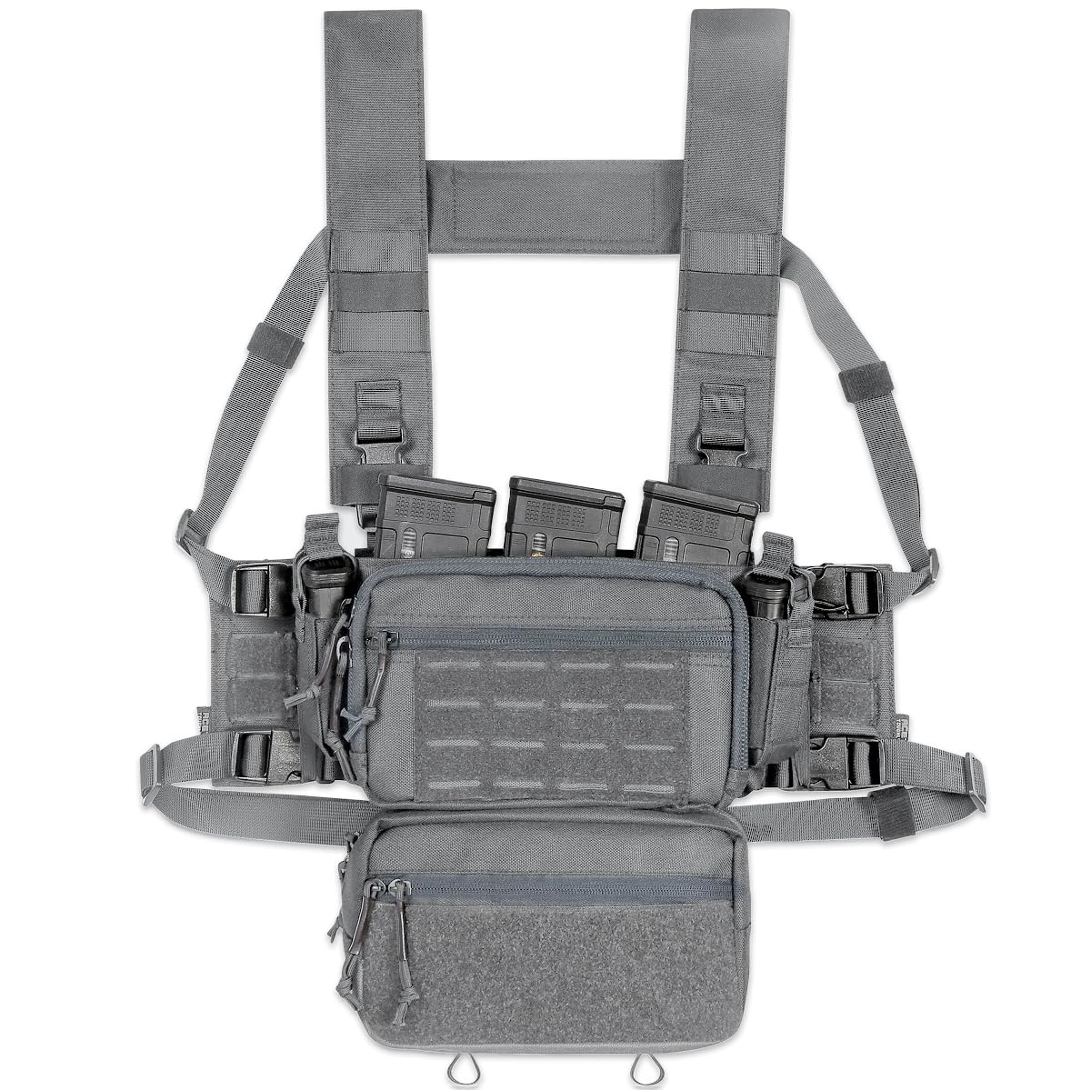 ACE TAC S.O.P. Tactical Chest Rig with 5.56/7.62 & Pistol Magazine Pouch Holders, Wing & Molle Dangler Pouches