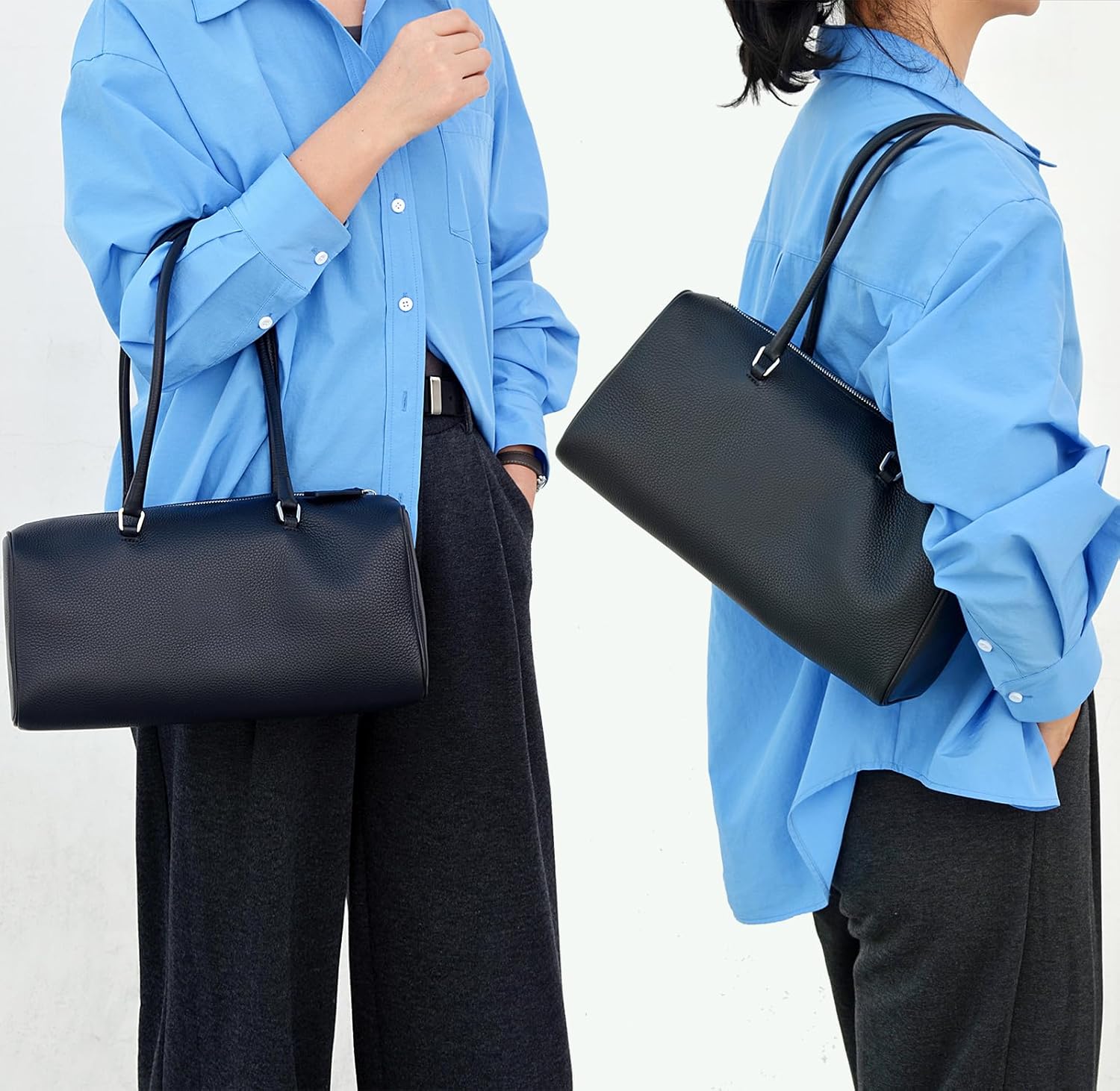 Premium Full-Grained Leather Handbag, Hobo Bags and Top Handle Barrel Bags Purses for Women - Image 2