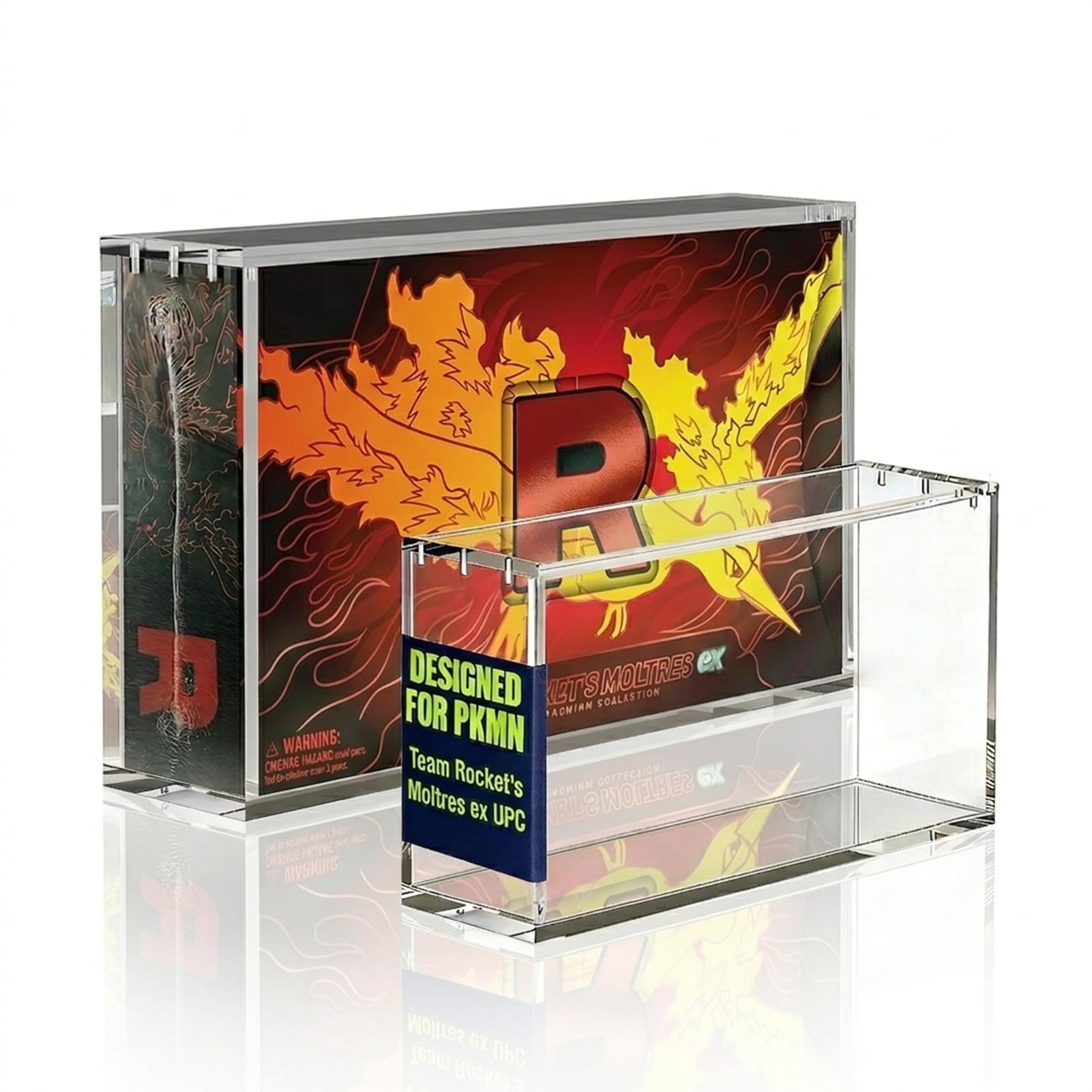 PKMN UPC Acrylic Case Protector, Display Case for Team Rocket’s Moltres ex | 8mm Thick Cr…