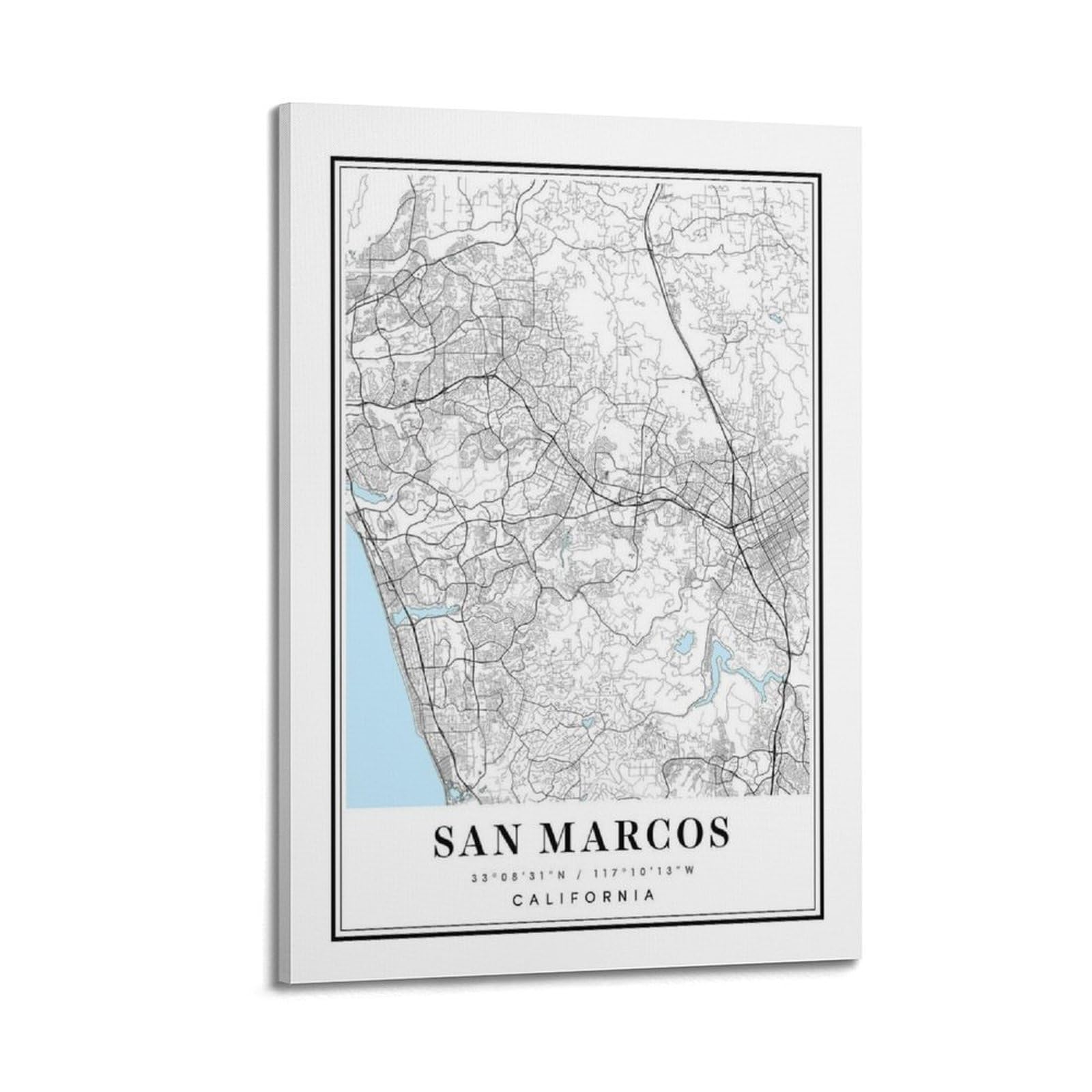 xiaoxiaoshen San Marcos California Map Canvas Poster Wall Art Prints Room Aesthetic Murals Bedroom And Living Decorations 24x36inch(60x90cm)