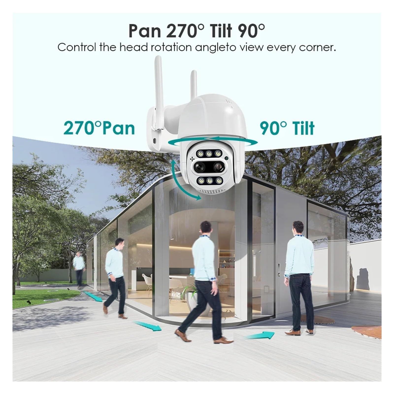 Telecamera for esterni PTZ AI con doppio obiettivo 4K da 8 MP
