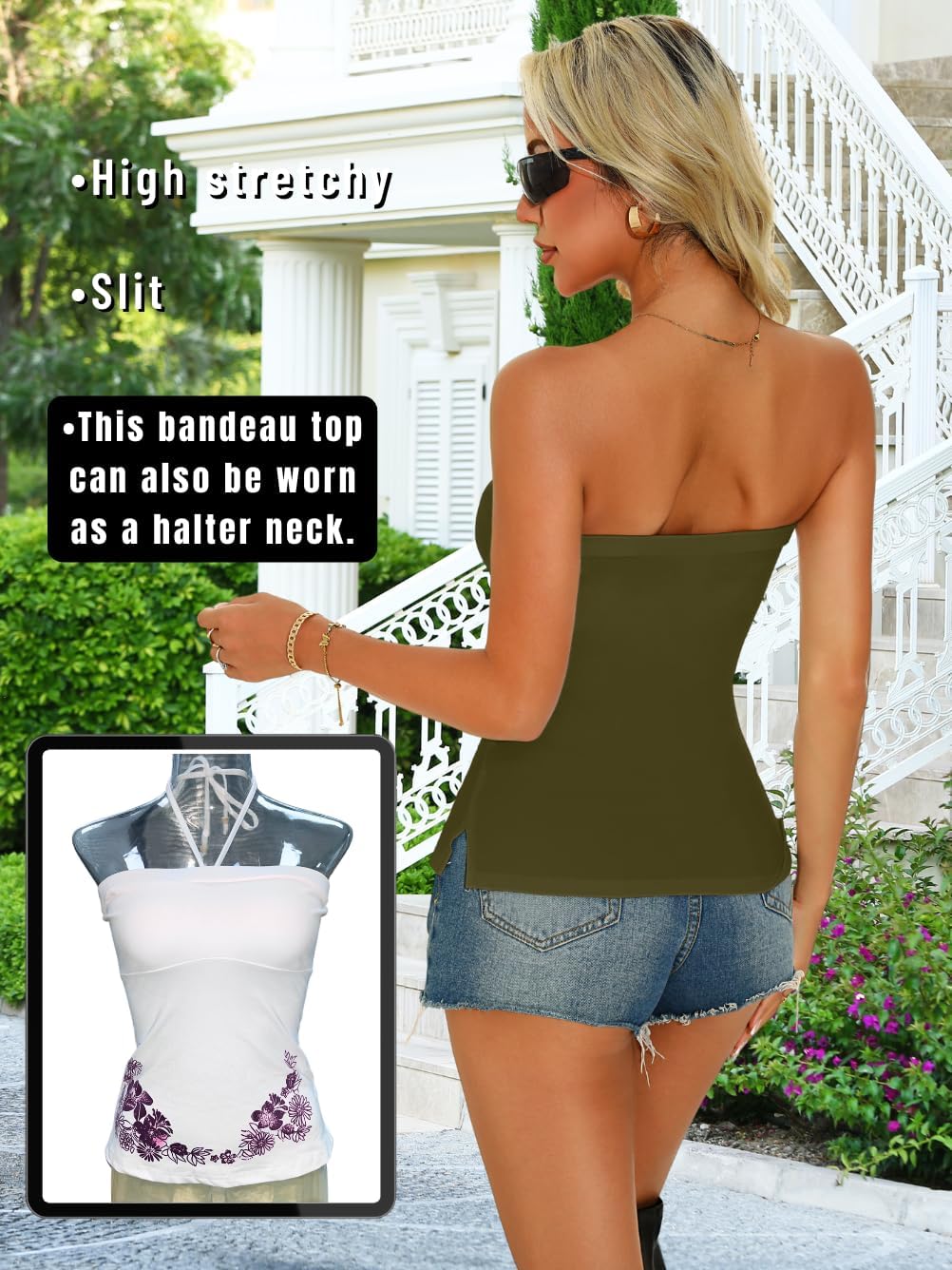 Floral Tube Top,Double Lined Halter Tops for Women,2000S Cute Beach Going Out Clothes - Image 4