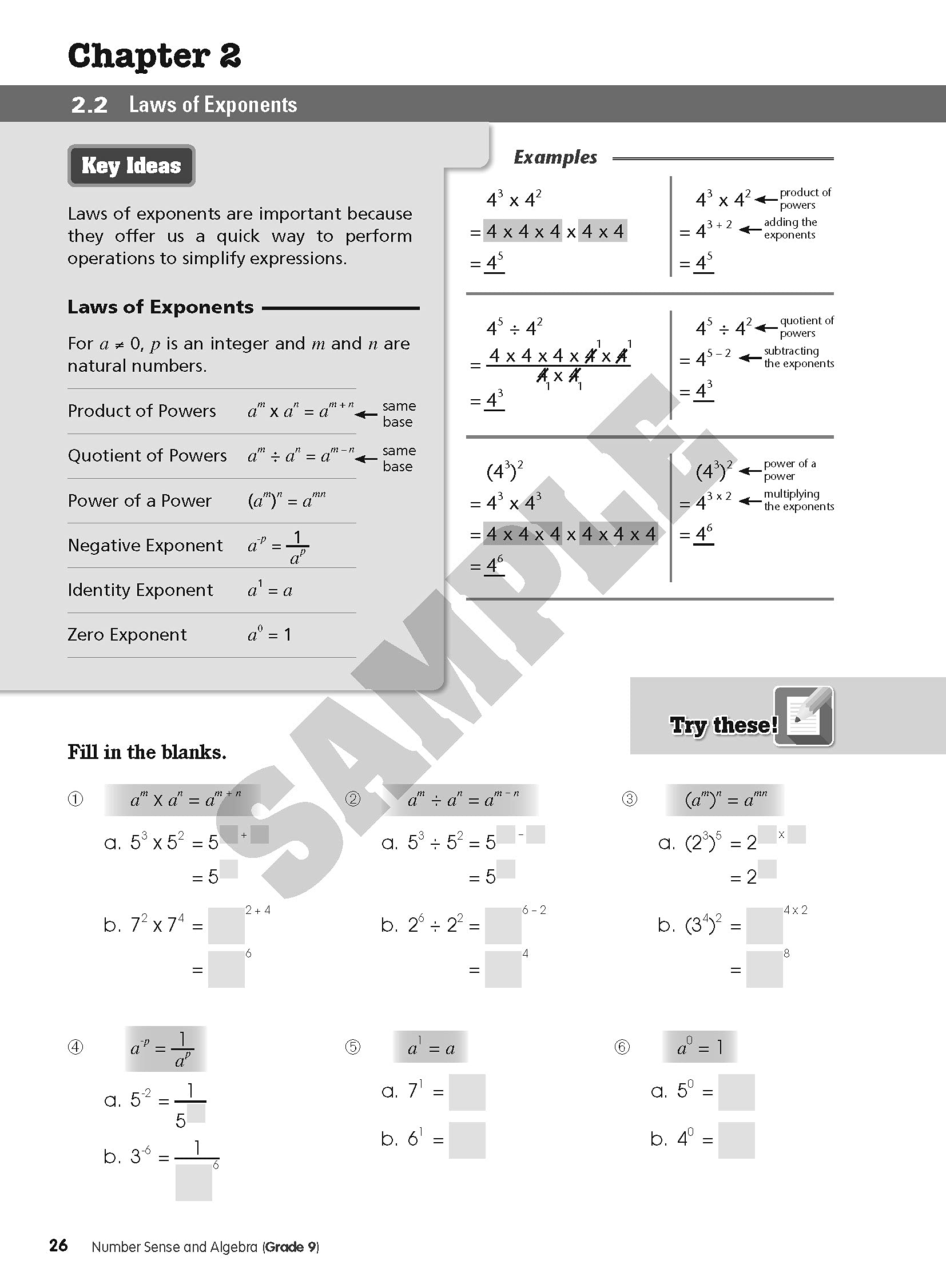 MathSmart Grade 9 - Number Sense and Algebra