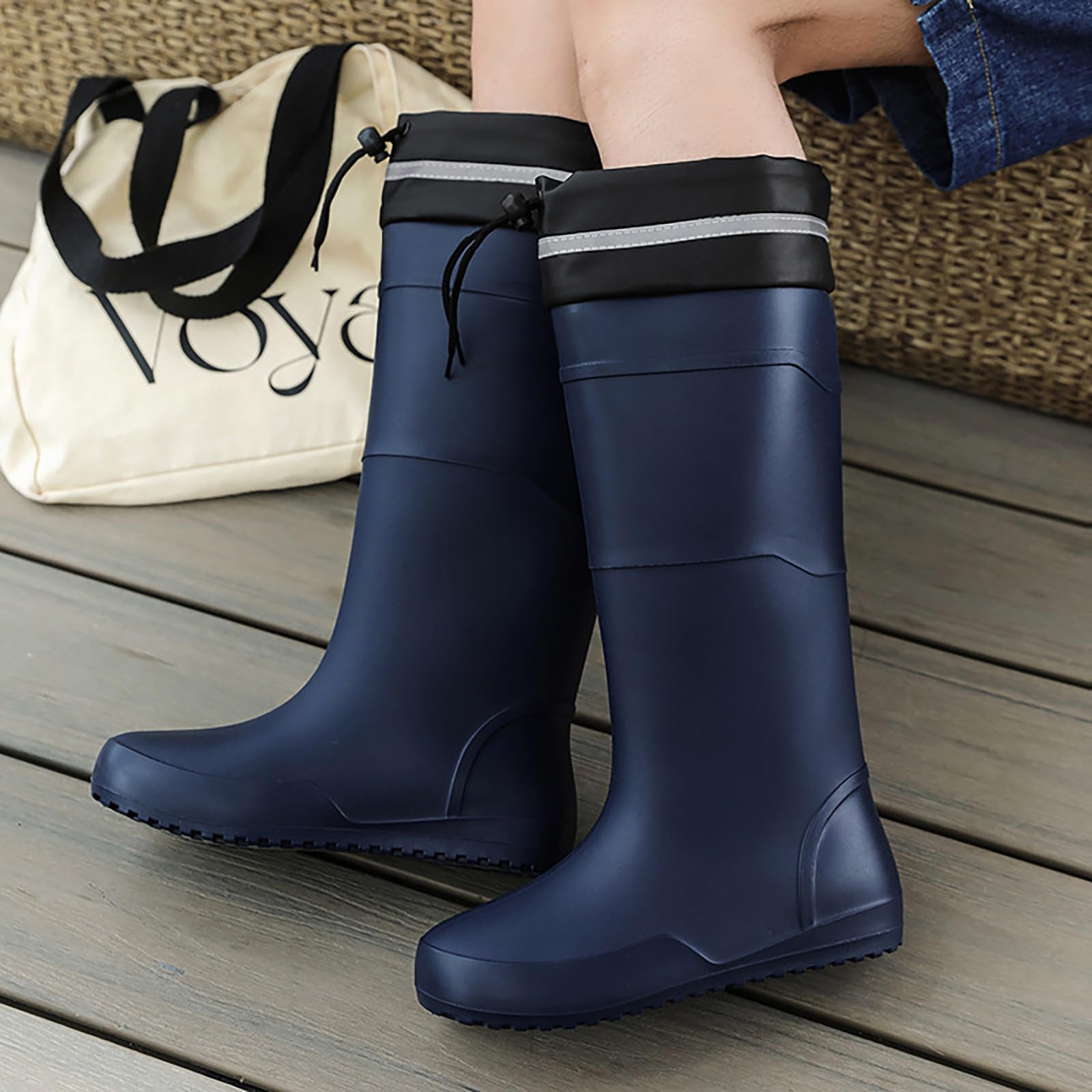 Gummistiefel Damen Halbhoch, Regenstiefel Herren Gummistiefel Weit