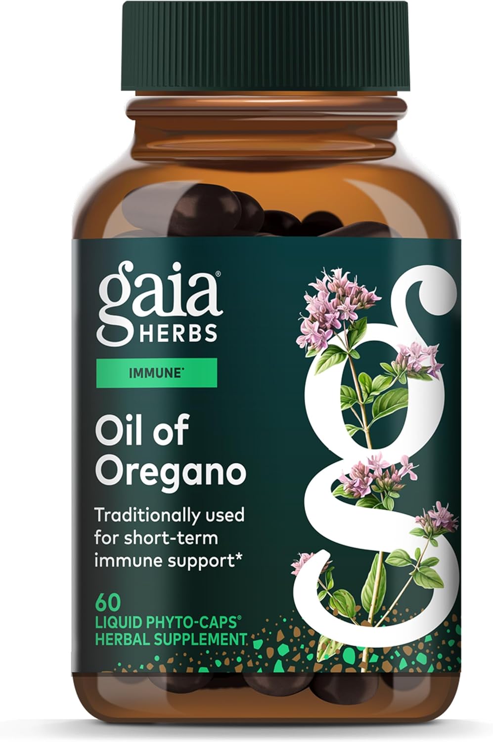 Gaia Herbs Oil of Oregano - Immune & Antioxidant Support Supplement - with Oregano Oil, Carvacrol & Thymol* - 60 Vegan Liquid Phyto-Caps (60 Servings)