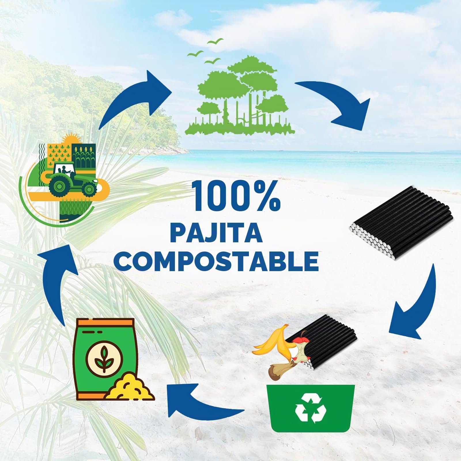 Pajitas de papel desechables de 14,6 x 0,8 cm, 250 unidades, para cócteles, margaritas, bebidas mixtas, hogar, bar y restaurantes