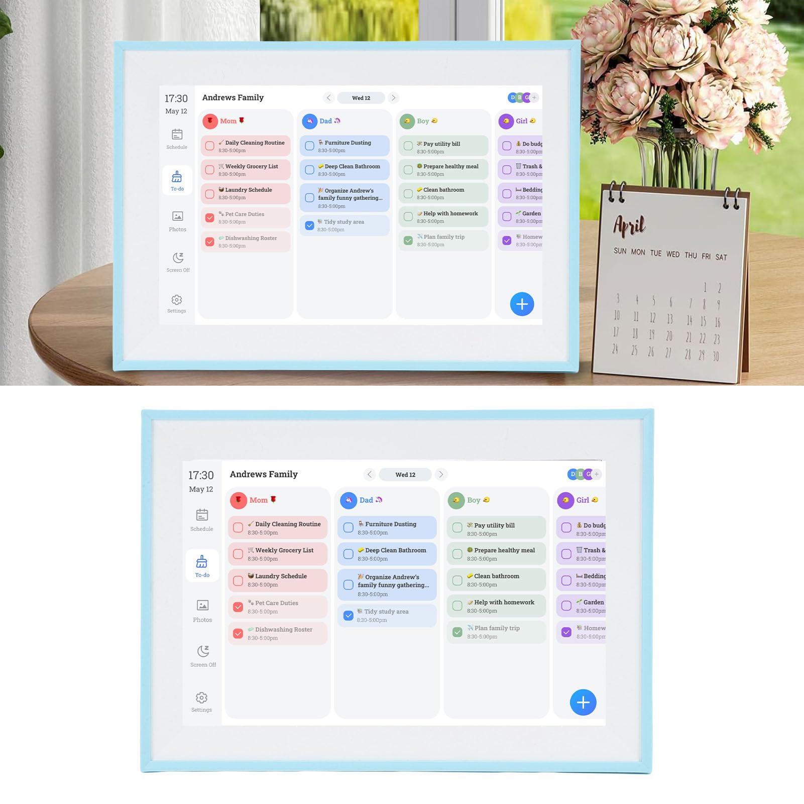 Intelligenter Digitaler Kalender, 10,1-Zoll-Touchscreen-WiFi-elektronischer Bilderrahmen mit Wetteraktualisierungen in Echtzeit, für den Familienplaner und die Aufgabentabelle zu Hause,