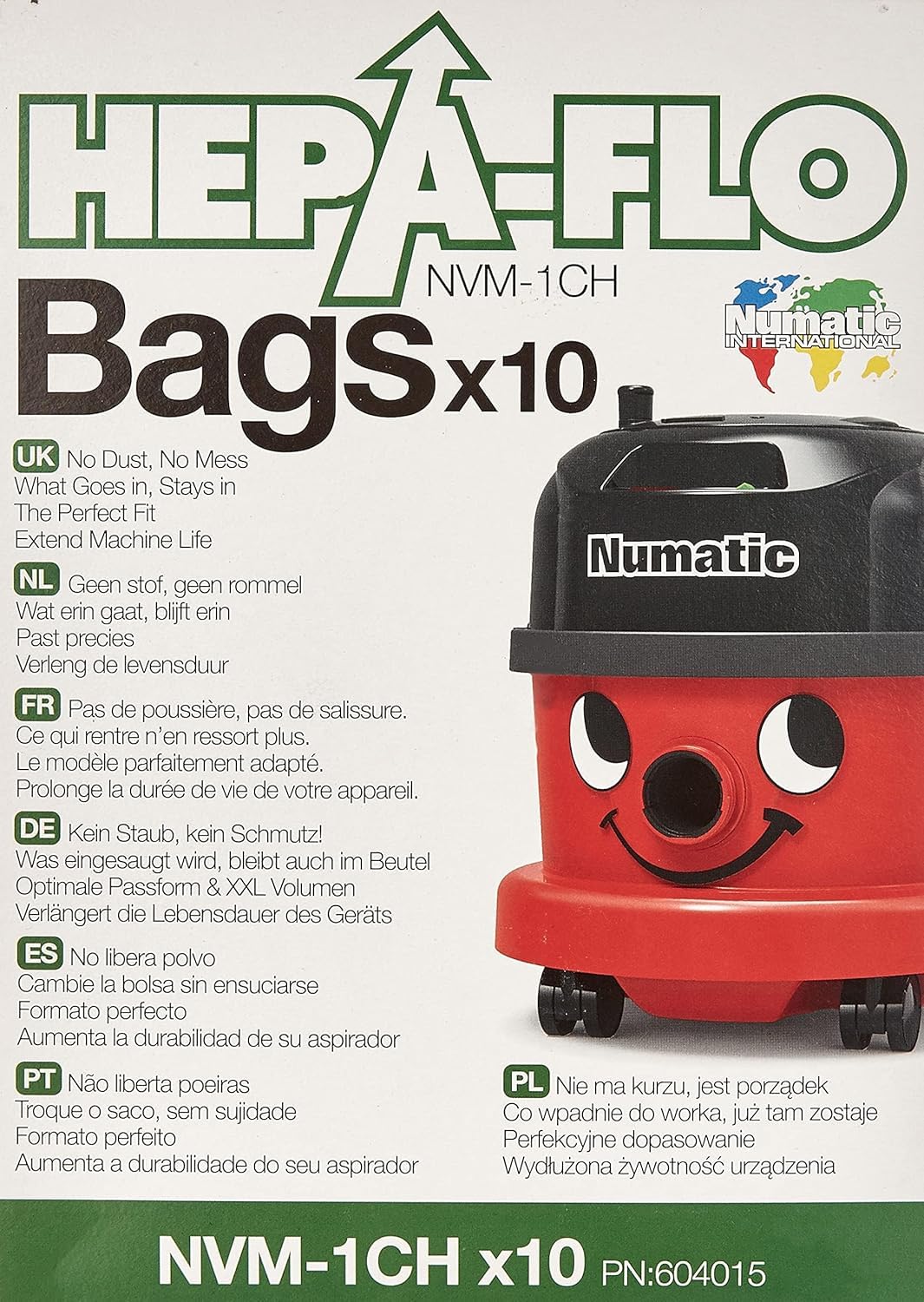 Numatic NUMNVM1CH Hepaflo Cleaner Bags - Pack of 10