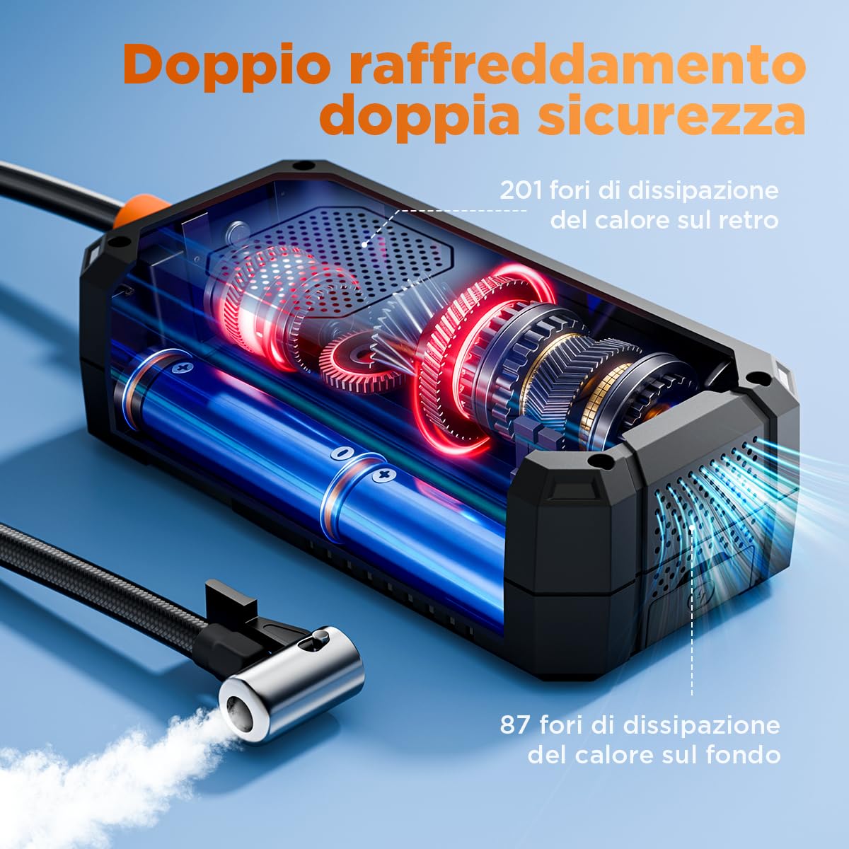 Tire Inflator Compressore Aria Portatile Senza Fili 150PSI, Batteria Ricaricabile con Manometro Digitale, Auto Spegnimento e Luce LED, Gonfiatore Elettrico per Auto, Moto, Bici, Palloni, Nero