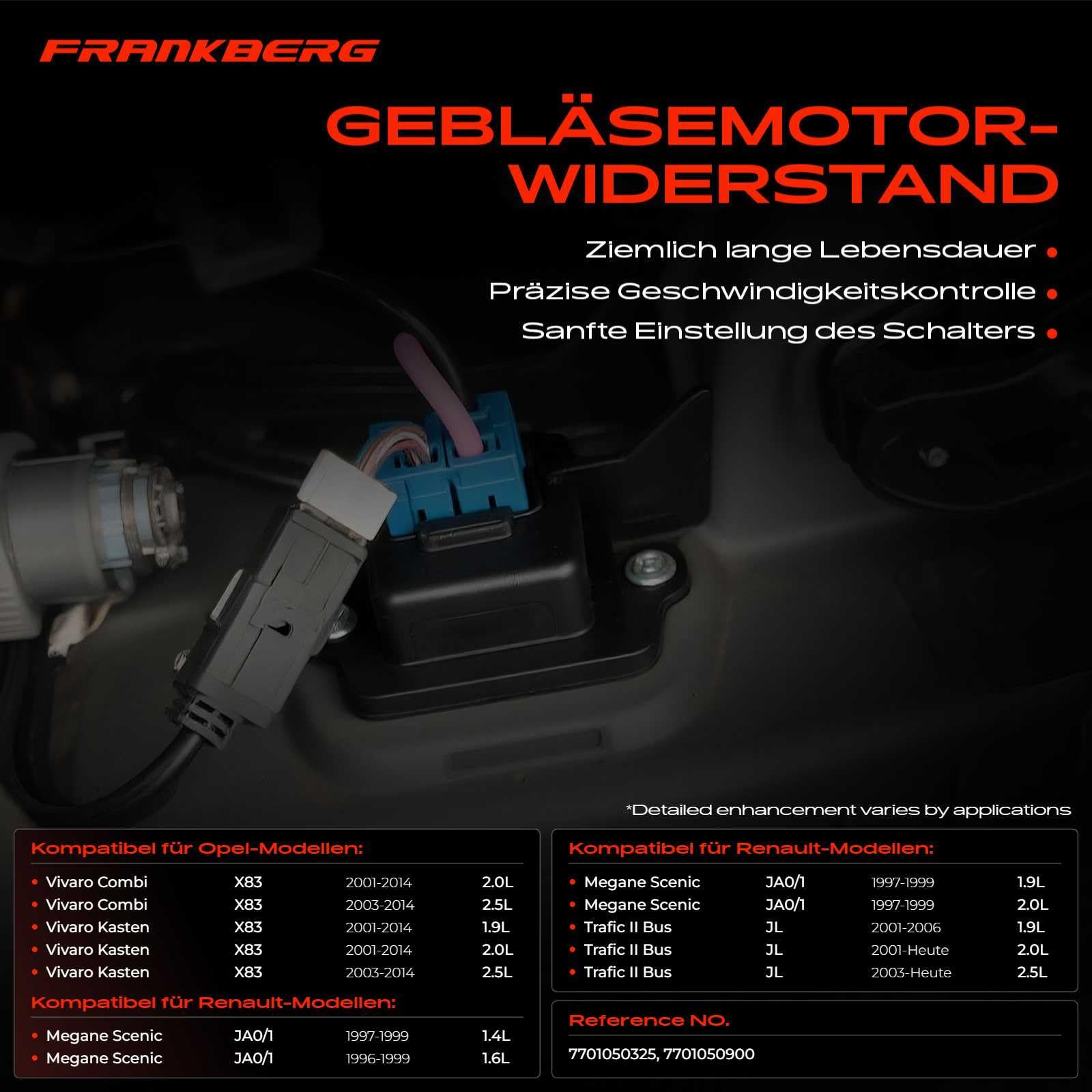 Rezystor silnika dmuchawy do Vivaro J7 F7 E7 Megane JA0/1 Trafic II JL FL EL 1996/10-2018/12