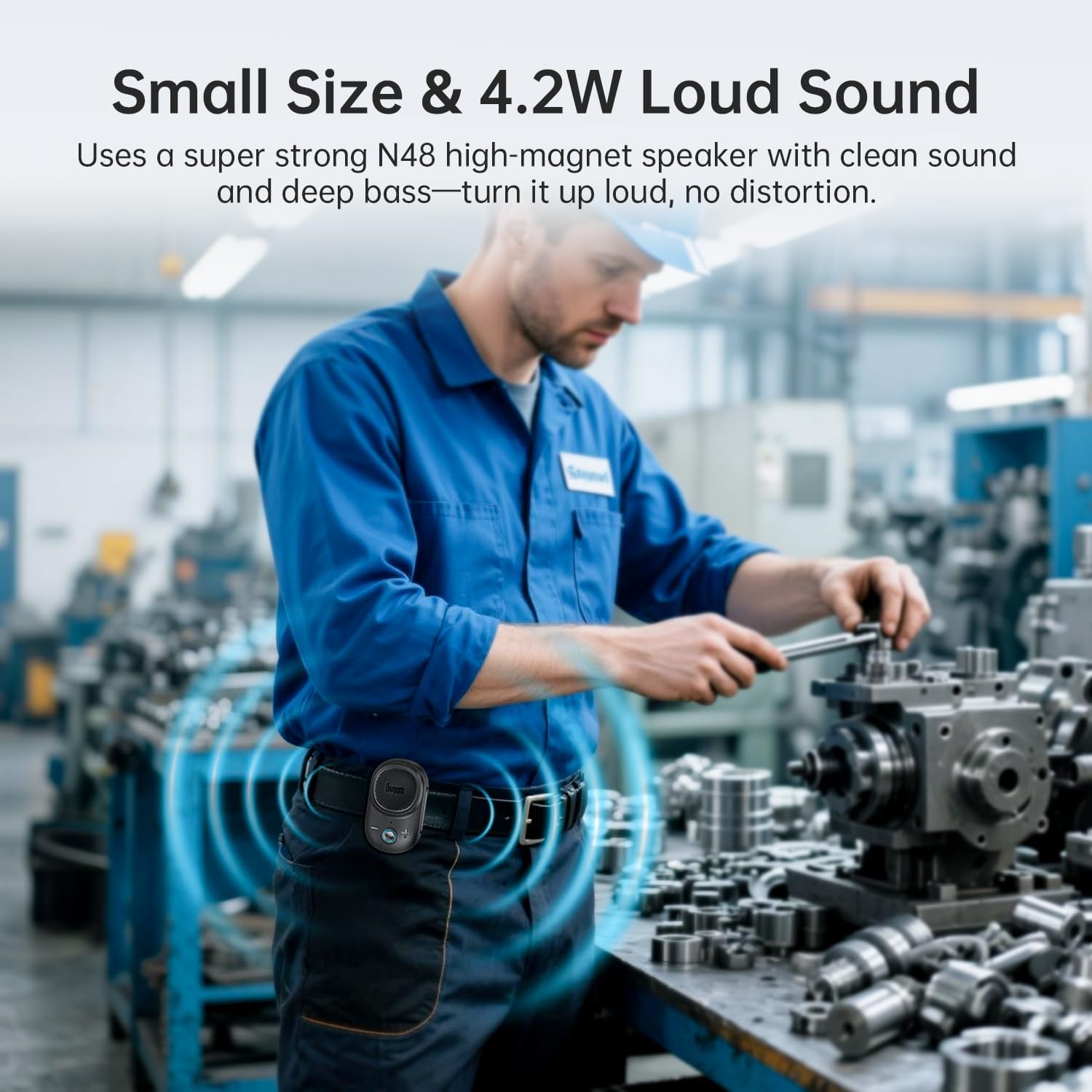 رسم تخطيطي يوضح المكونات الداخلية لمكبر الصوت Divoom Itour-S، مع تسليط الضوء على مكبر الصوت N48 عالي المغناطيس ومشعات الجهير السلبية المزدوجة.