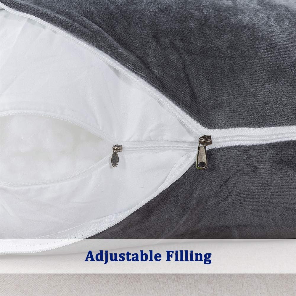WhatsBedding Pregnancy Pillows for Sleeping, U Shaped Full Maternity Body Pillows with Machine Washable Velvet Cover (55 inches, Dark Grey) : Baby