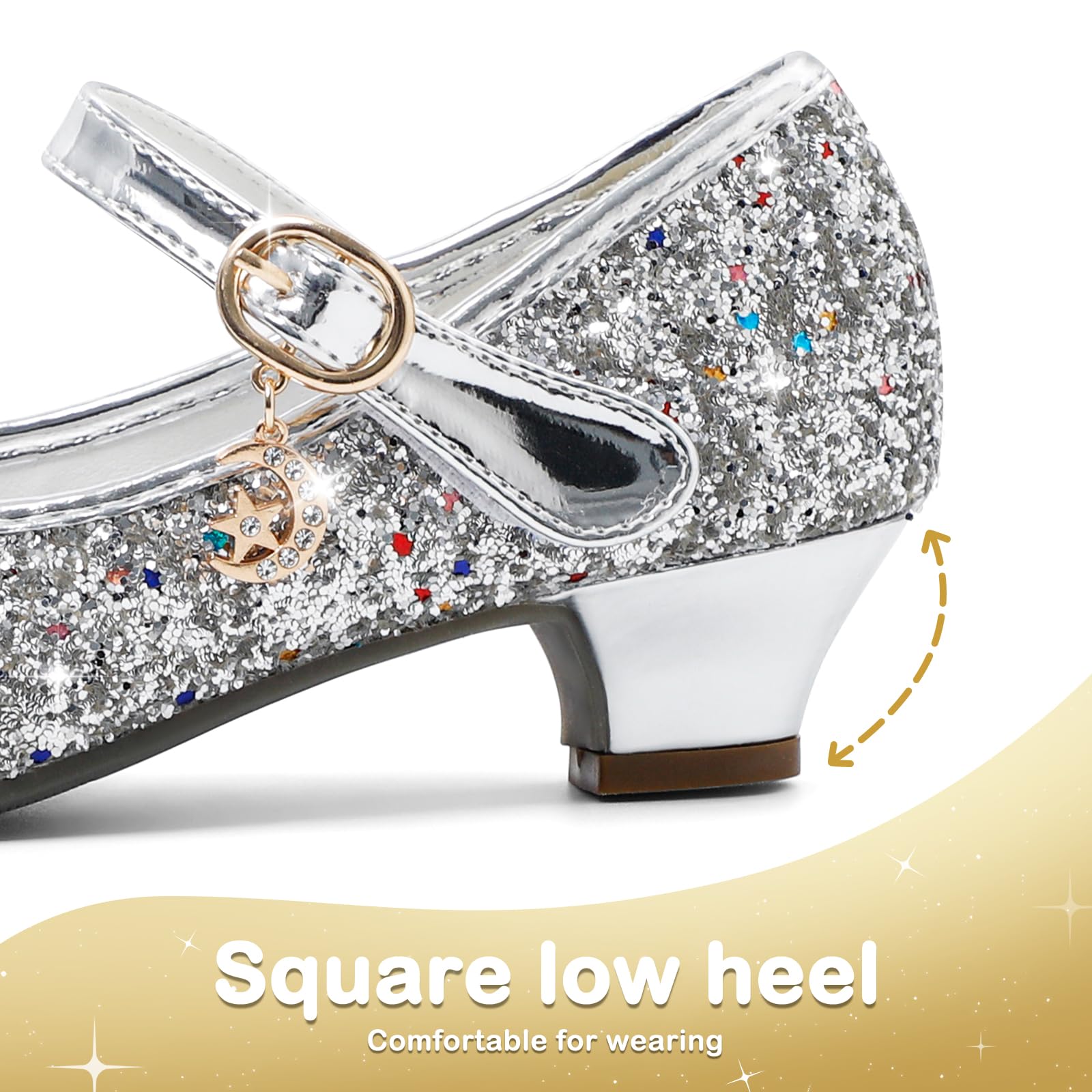 5-10 Año Zapatos Princesa Niñas Brillante de Vestir Bailarinas de Tacones para Fiestas Cumpleaños y Cosplay