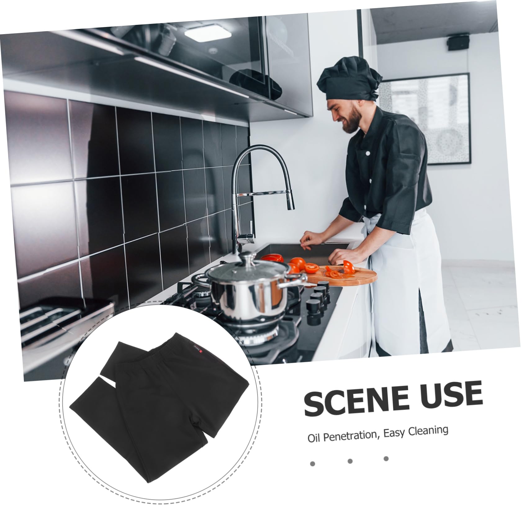 Pantaloni Chef Uomo Traspiranti in Resistente Macchie e Olio Vita Elastico con Coulisse Cargo Cucina Professionale
