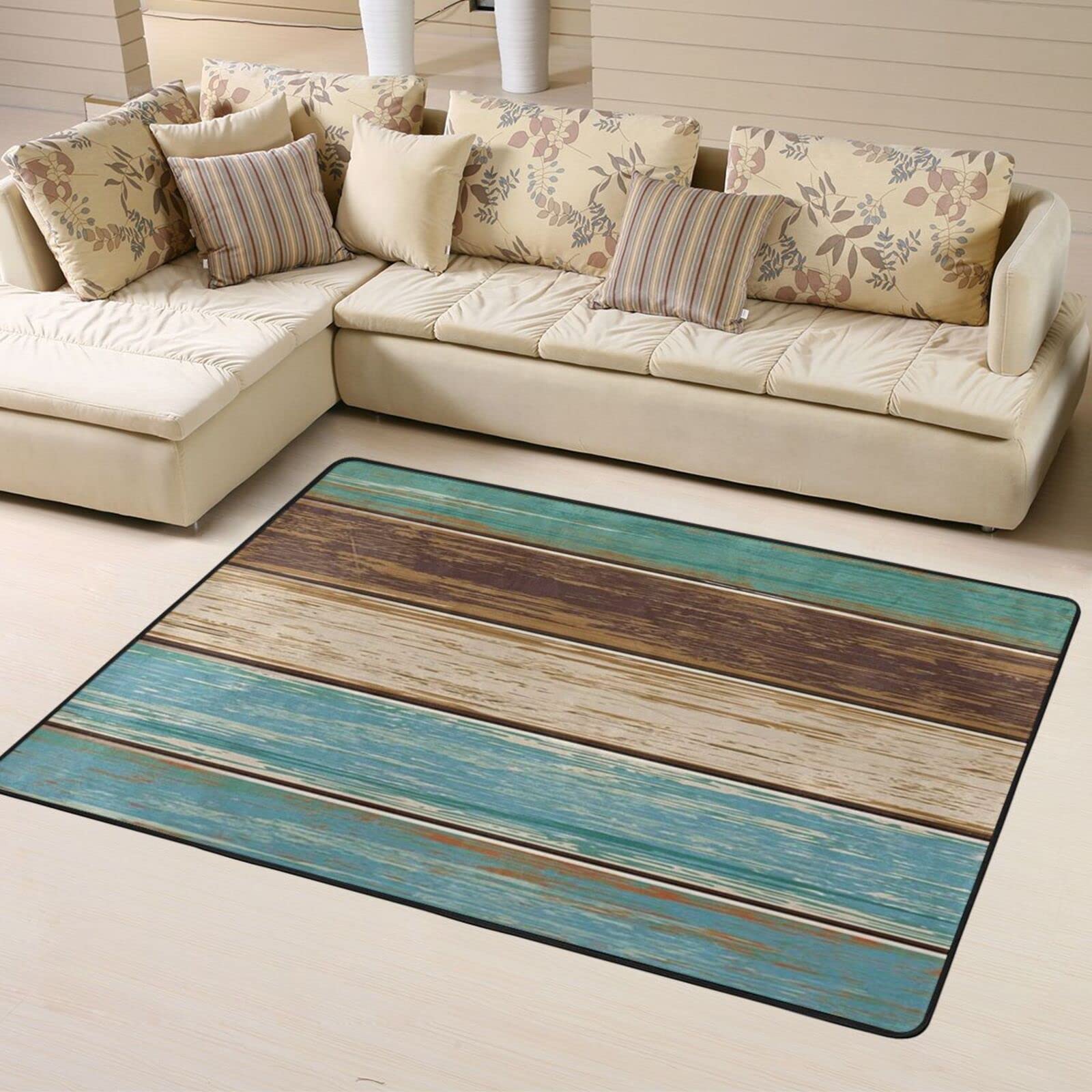 Tapis de dortoir anti-glisse en mousse pour sol froid motif bois décoration