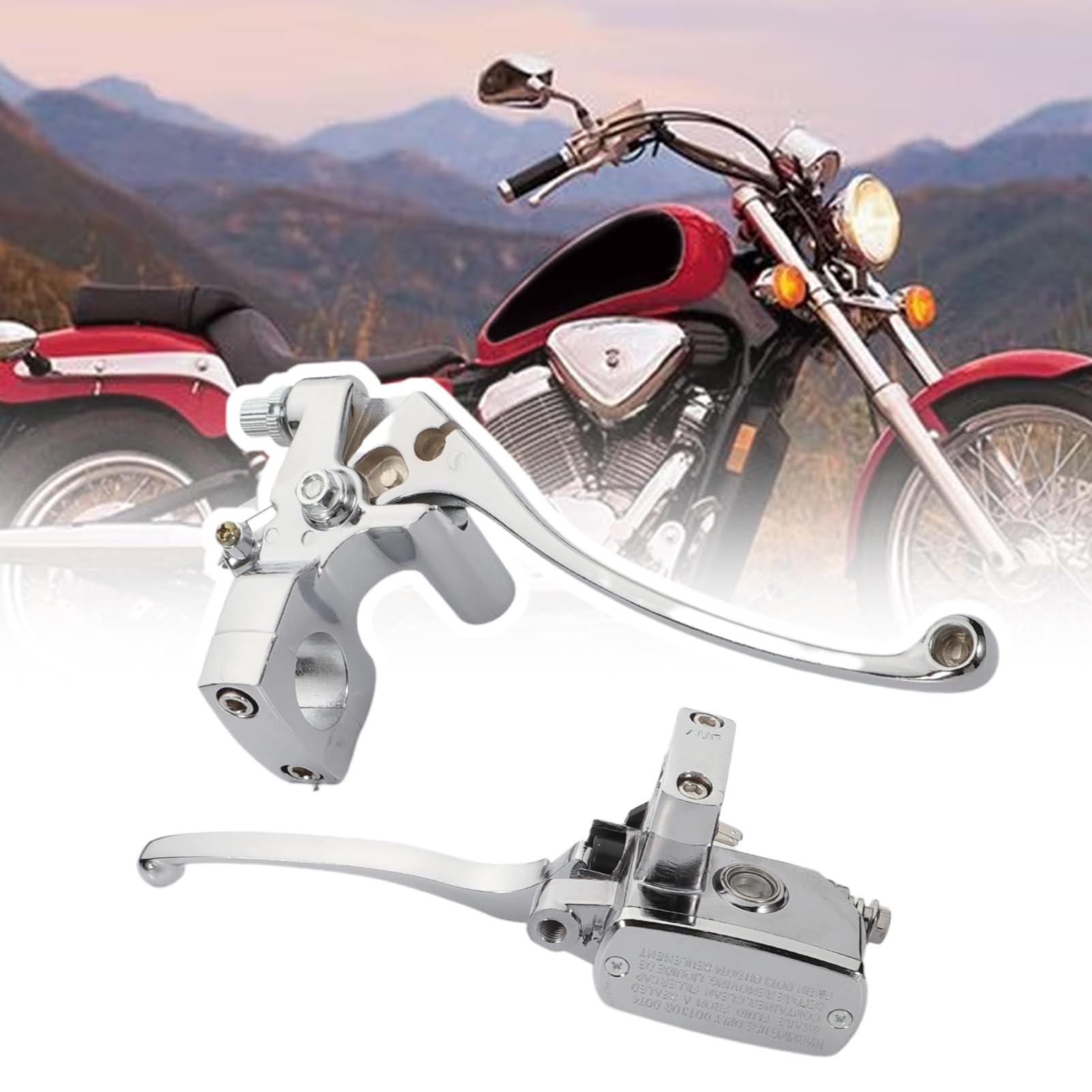 Left & Right Brake Master Cylinder Clutch Lever 1" 25mm Fit for Honda VT600 VT750 VT1100 Yamaha Suzuki Kawasaki, Motorcycle Handlebar Hydraulic Brake Master Cylinder Clutch Lever (Chrome)