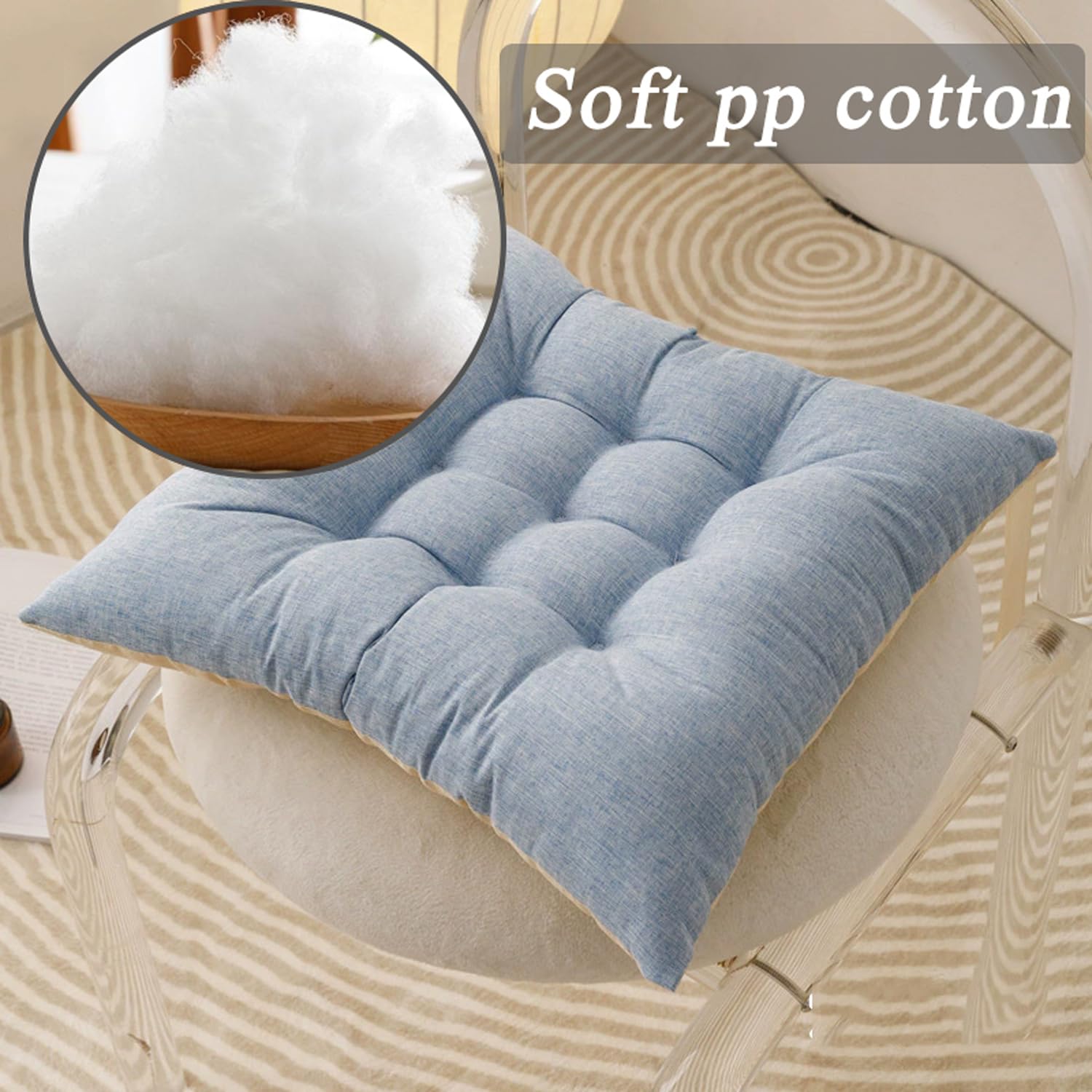 Cuscino quadrato per pavimento, morbido, per sedia, per interni ed esterni, per meditazione, yoga, sala da pranzo, camera da letto, giardino, cuscino di supporto (2 pezzi, 43 x 43 cm, grigio