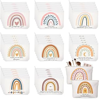 Appreciation Gifts for Women Rainbow Sign Canvas Makeup Bags Cosmetic Travel Pencil Bag Pouch with Zipper Gifts for Teacher Assistant Secretary Thank You Gifts for Volunteer Employee Coworker (50 Pcs)