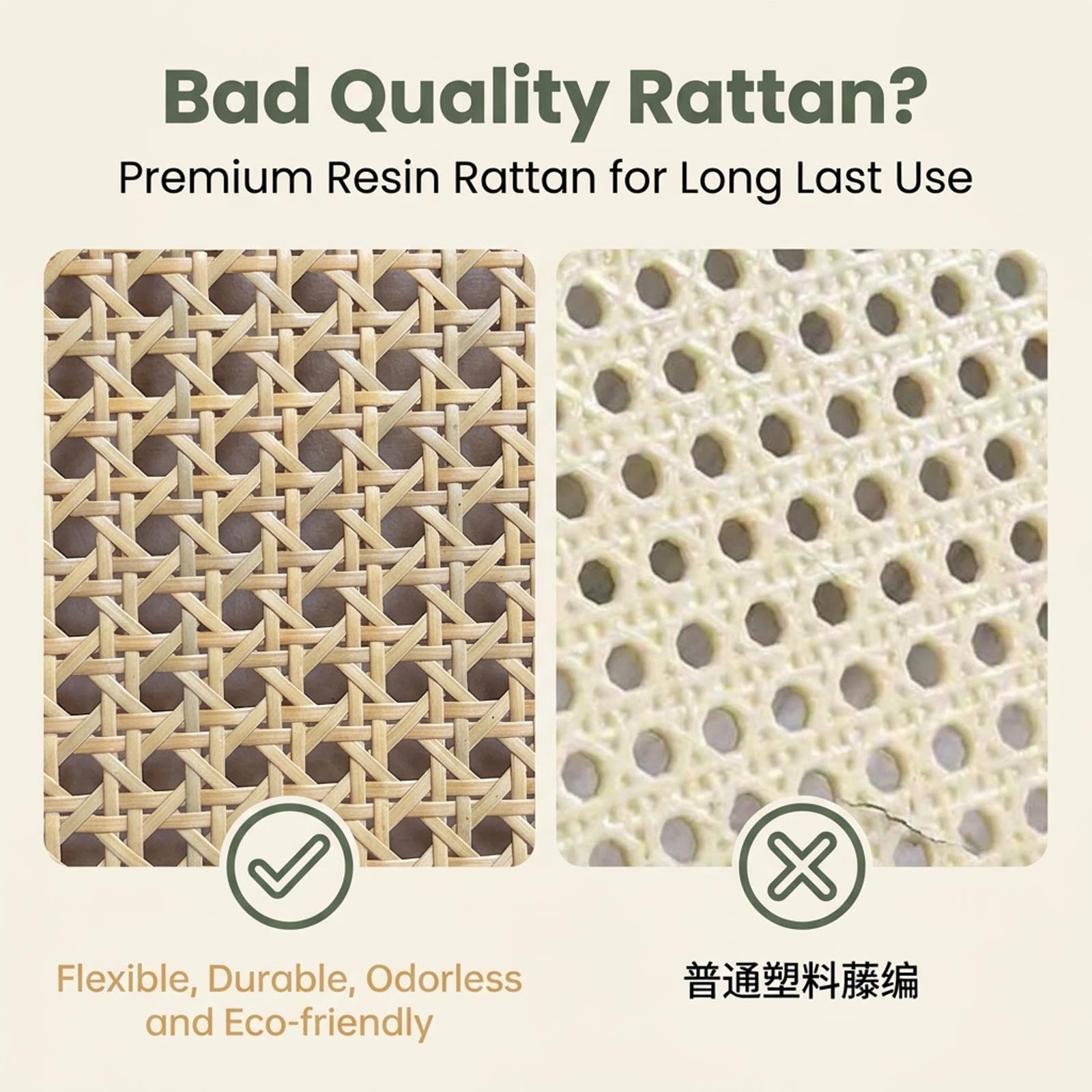 Runder Rattan Beistelltisch aus Bambus mit Schublade 50cm 2 Stile