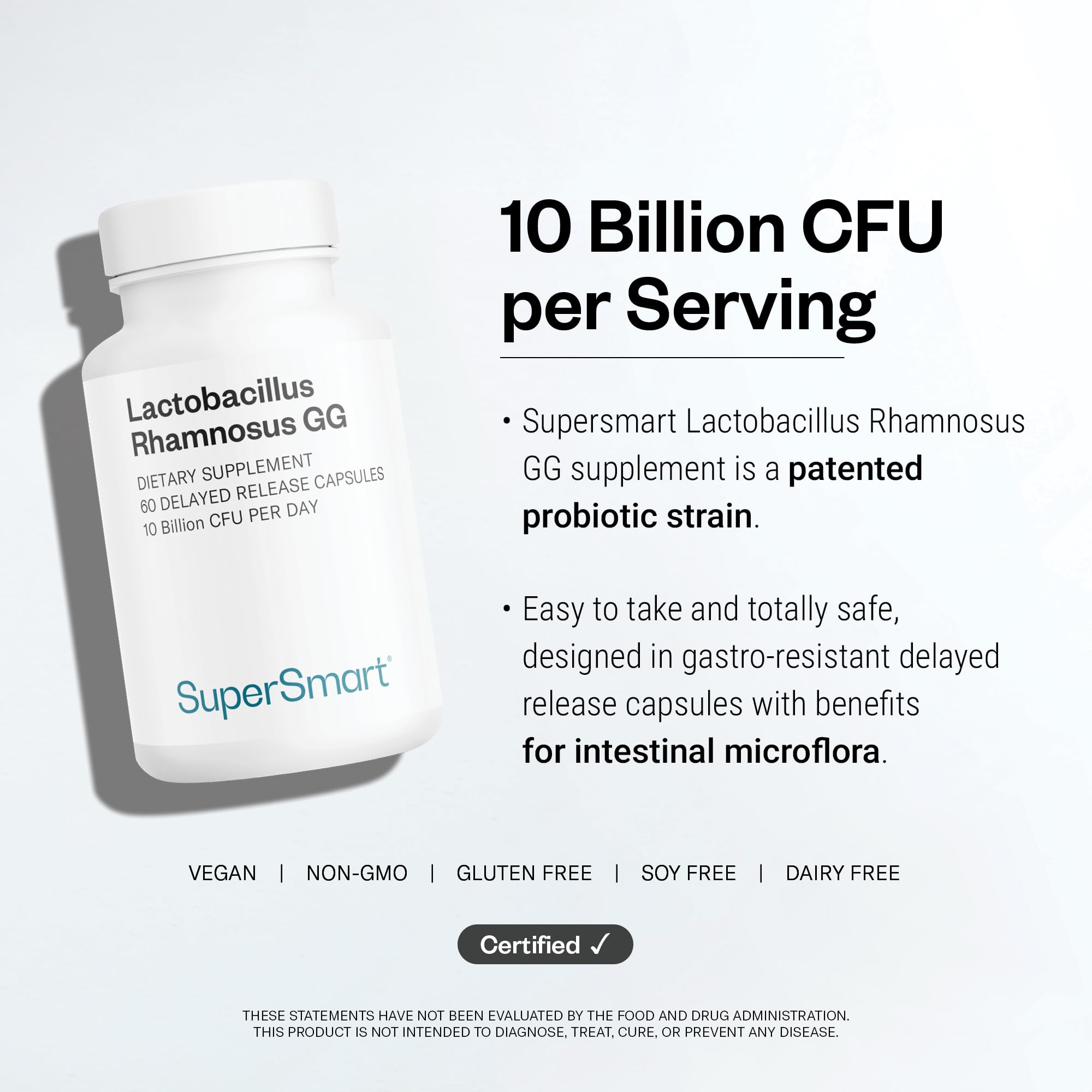 Supersmart Lactobacillus Rhamnosus GG 10 Billion CFU per Day (LGG Probiotic with Inulin) - L. Rhamnosus Supplement | Non-GMO & Gluten Free - 60 DR Capsules — Amazon image 5