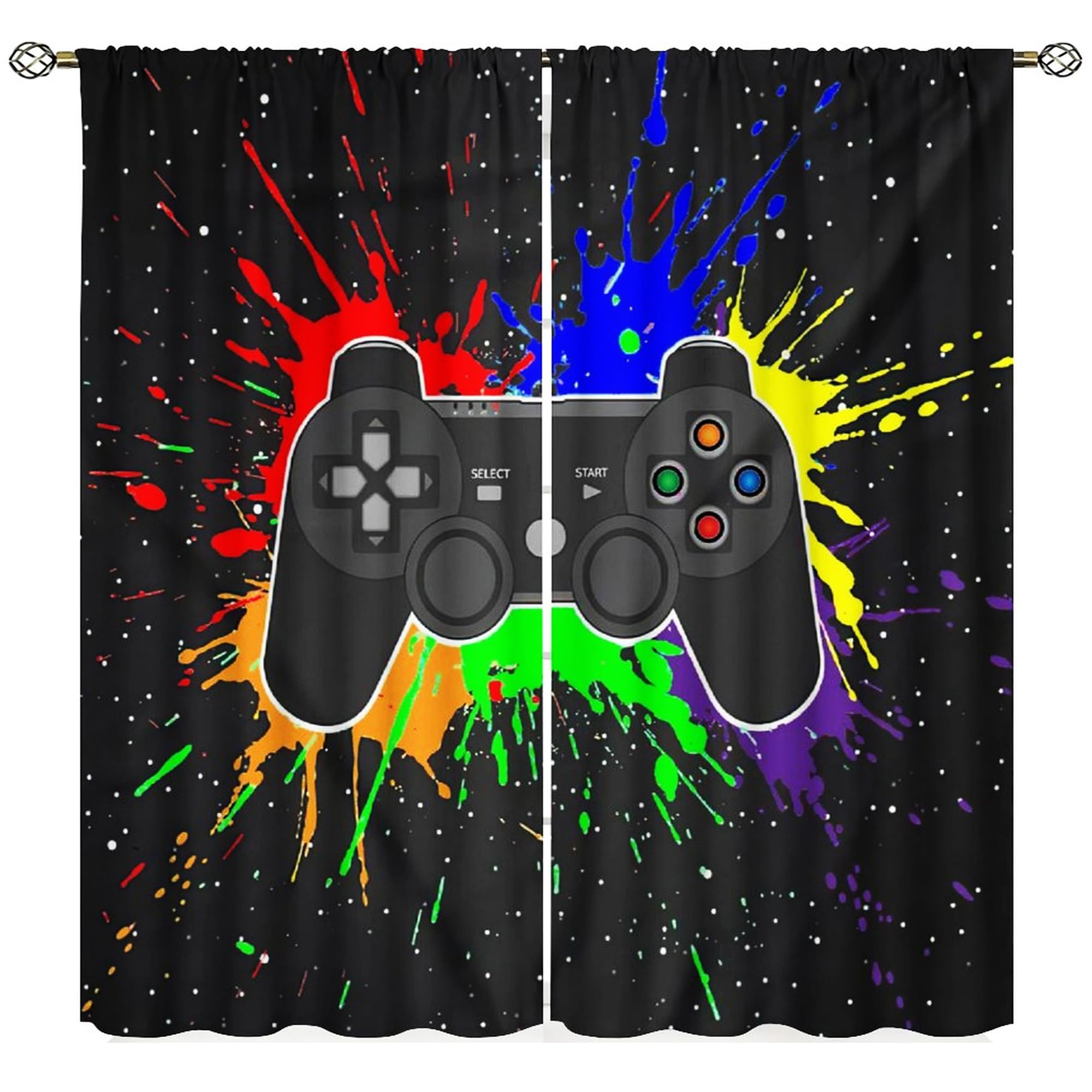 SXXLDNG Gamepad Curtains for Boys Girls Teens Colorful Game Controller Thermal Insulated Room Curtains for Living Room, 42x45 Inch Decor