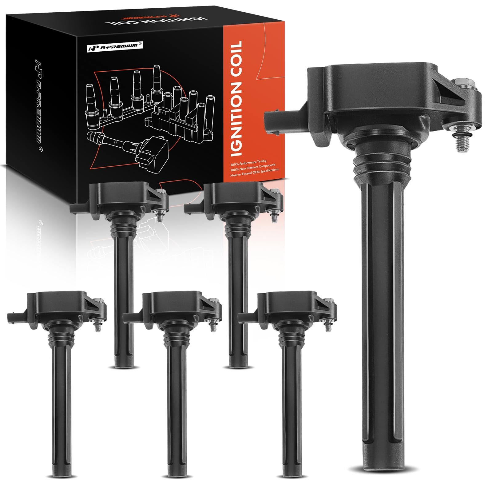 A-Premium 6PCS Ignition Coil Packs Compatible with Chrysler, Dodge, Jeep & Ram Vehicles - V6 3.2L, 3.6L - 300 2011-2022, Durango 2011-2015, Grand Cherokee 2011-2017, 1500 2013-2019, Wrangler 2012-2017