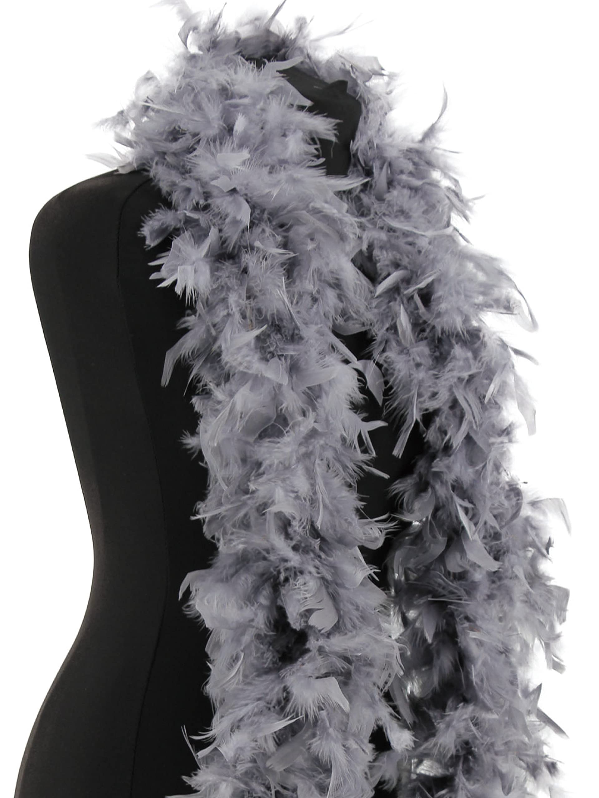 Feather Boa 100g 180cm Soft Turkey Feathers Fluffy Long Boas for Women Hen Party Fancy Dress Costume Burlesque Dance Showgirl 1920s Gatsby Flapper Halloween Christmas Photo Props (Midnight Silver)