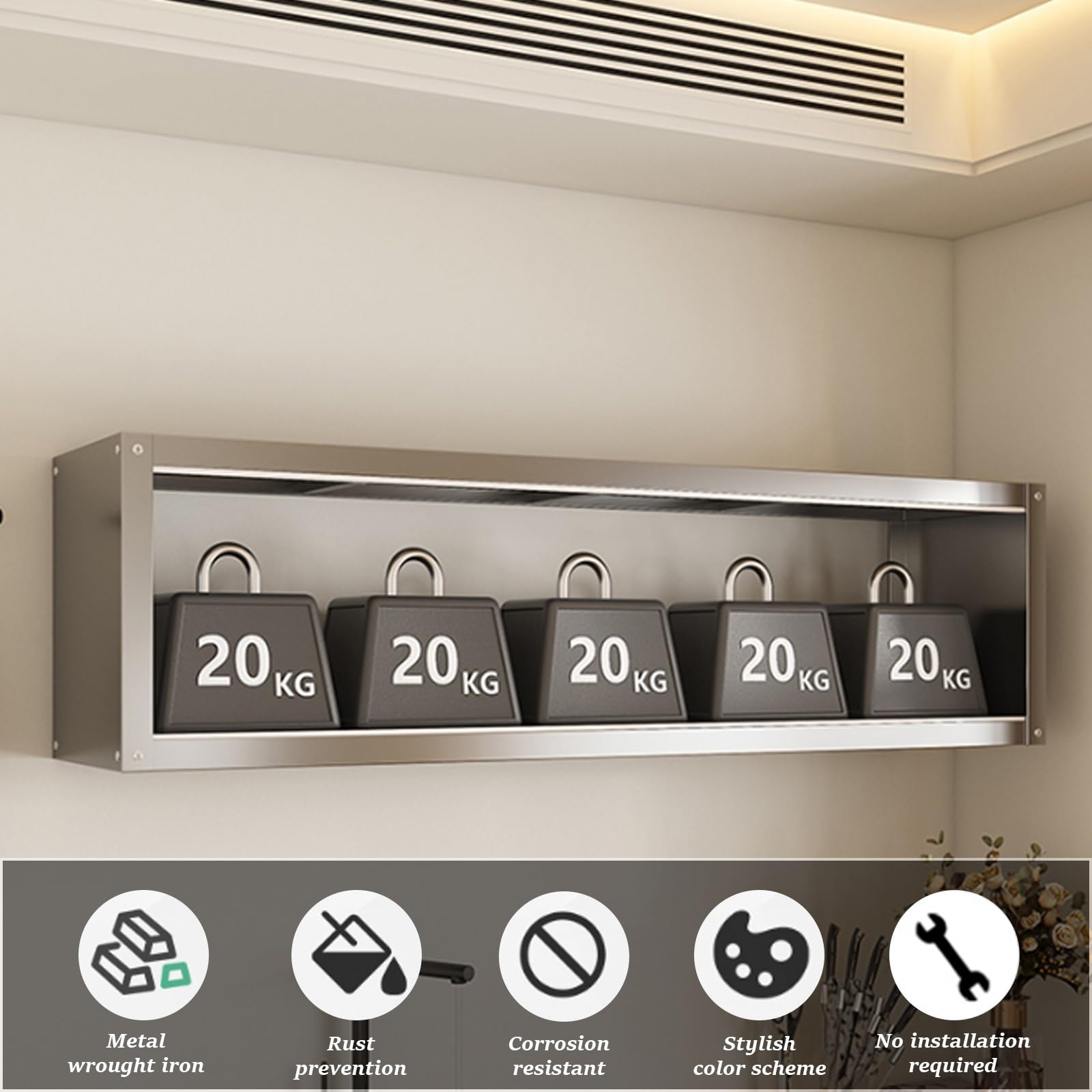 Scaffale portaoggetti da cucina in acciaio inox a parete,a uno o due strati,mobiletto a, sospeso a, con ante scorrevoli(70 * 30 * 70cm/27.6 * 11.8 * 27.6in)