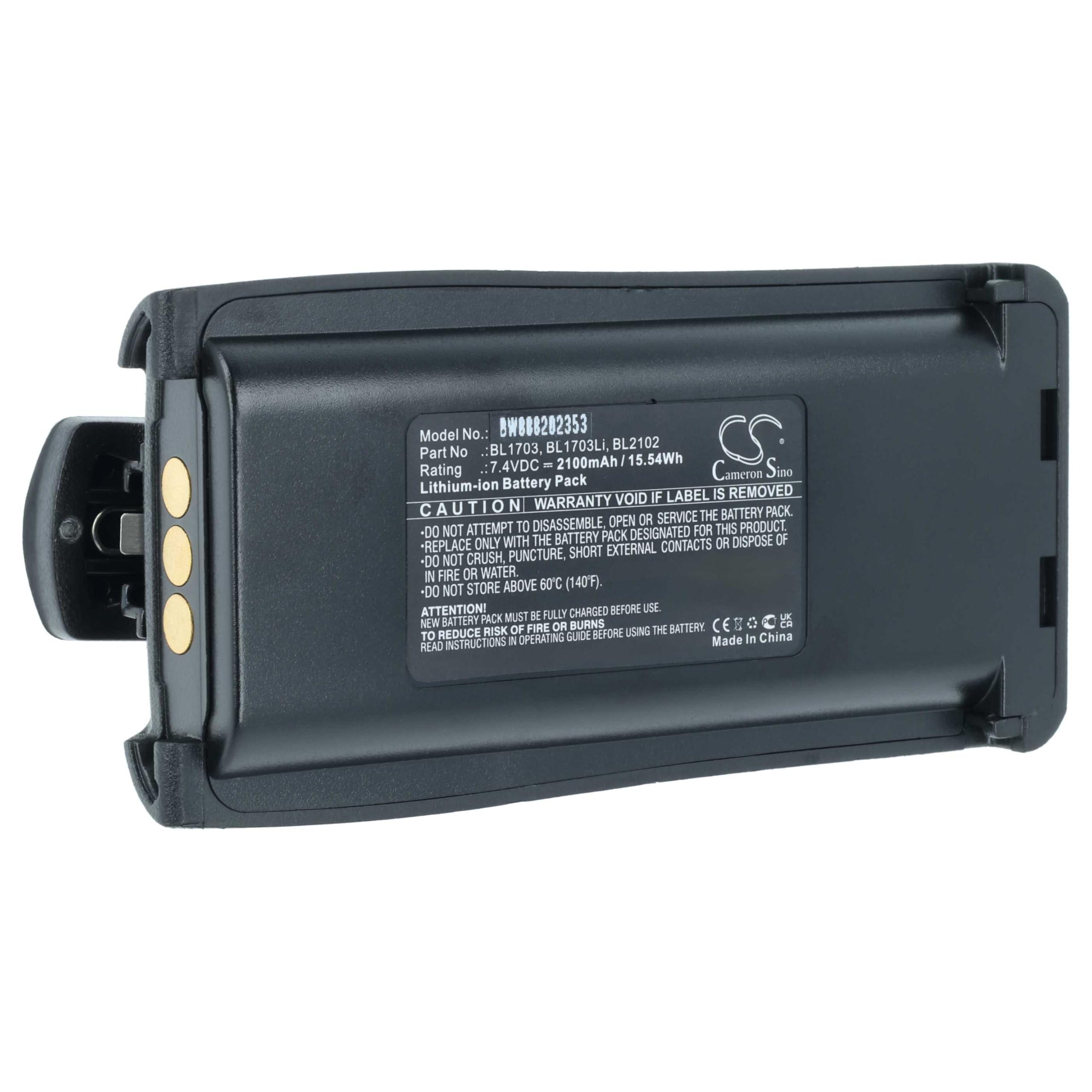 vhbw Akumulator zastępczy do Hyt BH1801, BL1703, BL1703Li, BL2102, BL-2102Li, Relm BL1703 do radiotelefonu, Walkie Talkie (2100 mAh, 7,4 V, litowo-jonowy)
