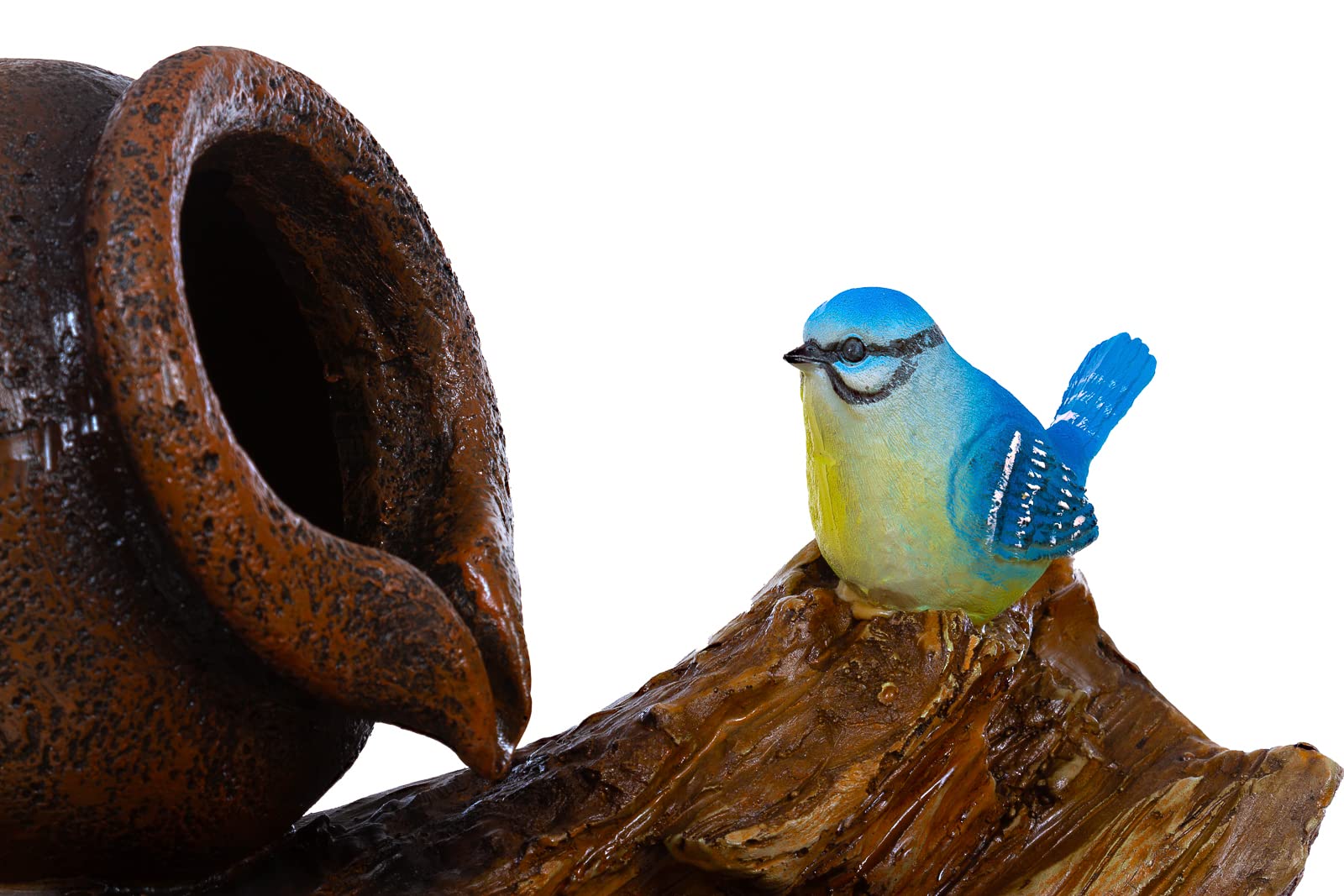 Zimmerbrunnen mit LED Leuchten, 76cm hoch Springbrunnen für Innen und Außen in verschiedenen Designs, Frosch, Elfe, Kinder, Krüge (Brunnen 20 Vogel)