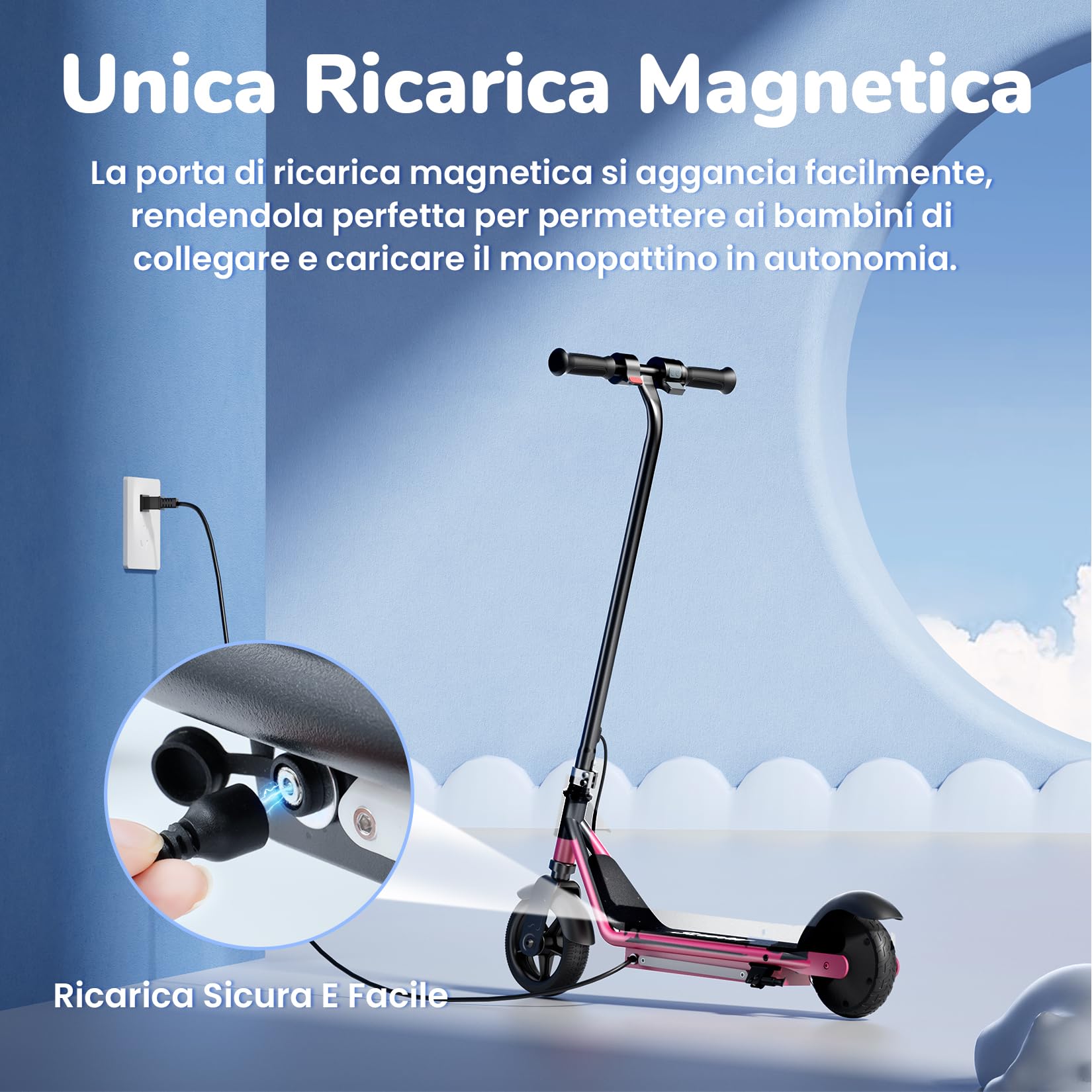 iScooter IK3/IK3MAX Monopattino Elettrico Bambini 6–15 Anni,9-13km Autonomia Ruote da 6", Freno Elettronico a Pollice, Freno a Pedale, Luci LED Colorate, Display LED, Velocità 5/10/16 km/h, Nero/Rosa