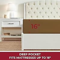 Vista 88 de Mellanni California King Fitted Sheet - Iconic Collection Bedding Sheets with up to 16 inch Deep Pocket - Soft & Cooling - Fade & Stain Resistant