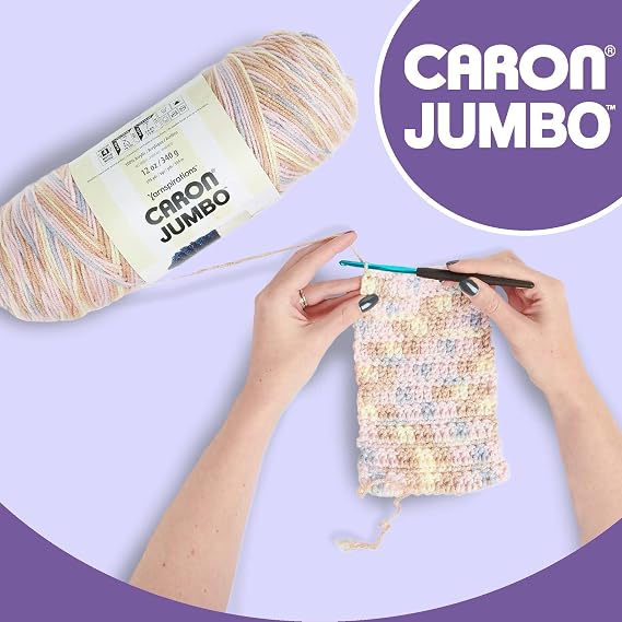 Caron CAR Jumbo Ombre Faded Jeans Yarn - 2 Pack of 340g/12 oz - 100% Acrylic - #4 Worsted (Medium) - 595 Yards - Knitting/Crochet