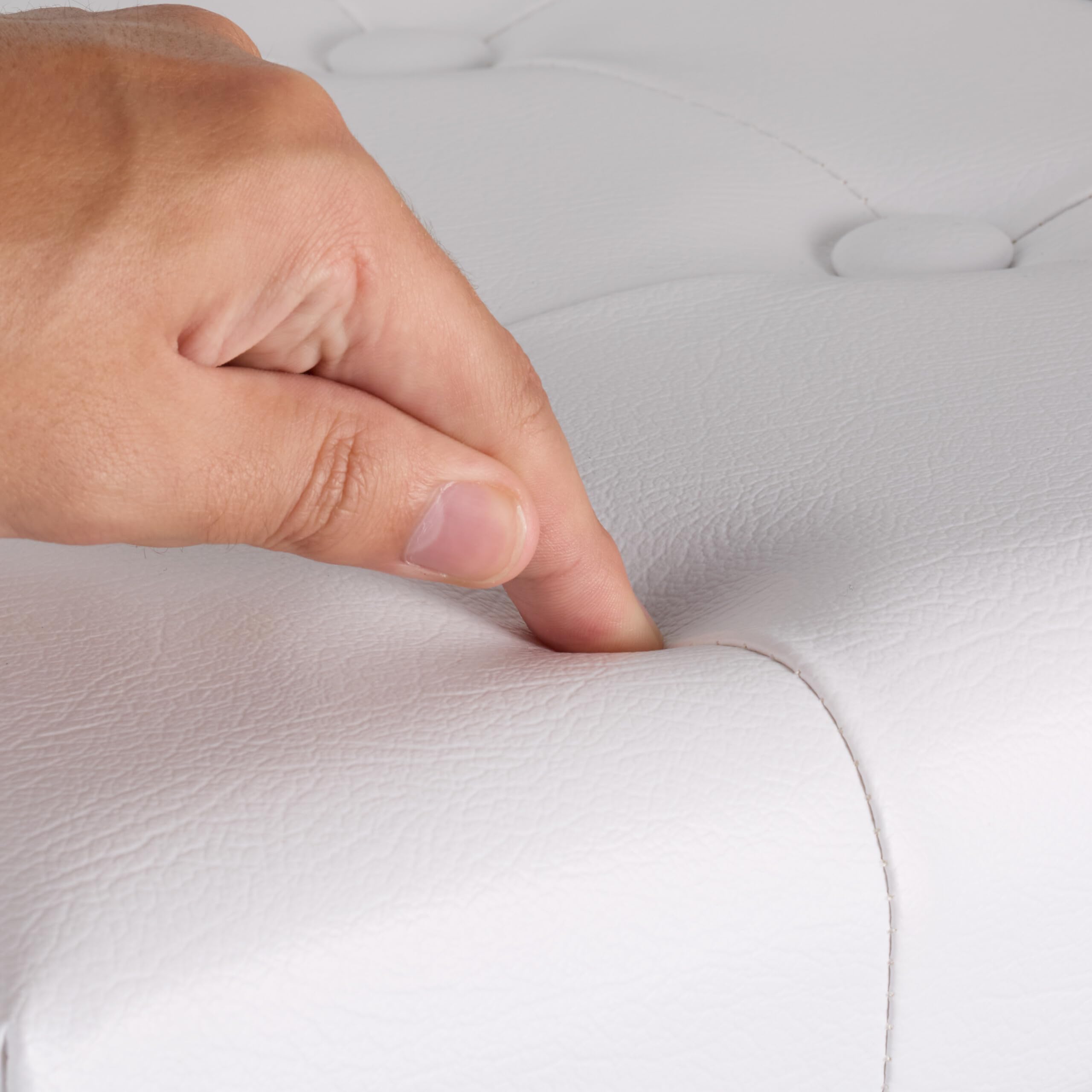Relaxdays Pouf Contenitore, Sgabello Pieghevole Pelle Finta, Poggiapiedi Imbottito con Coperchio, HLP 39x37x37cm, Bianco