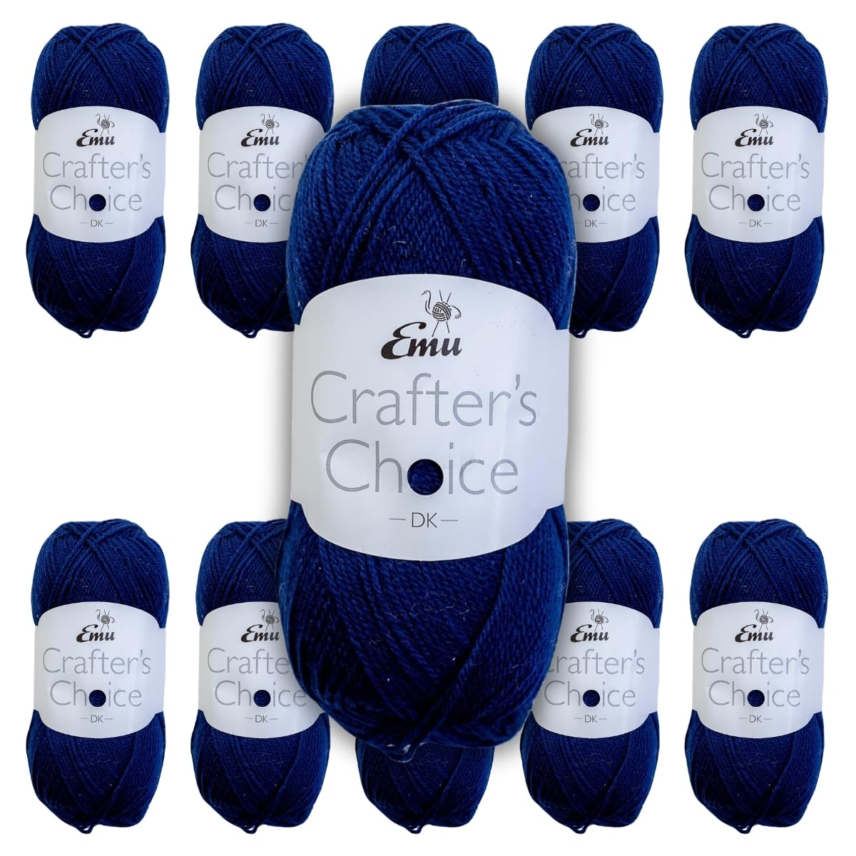 Emu Crafter's Choice DK Everyday Acrylic Yarn 100g Balls 300m, Pack of 10, Navy - 013